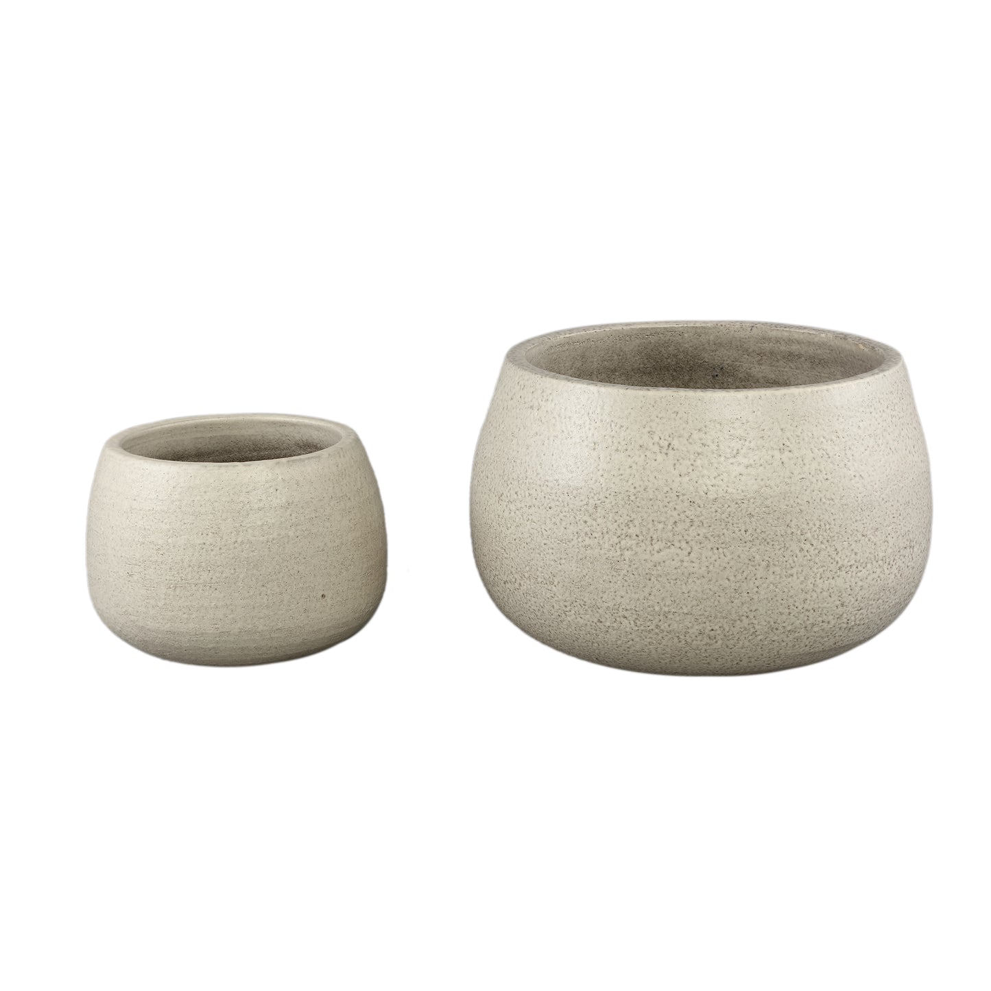 Coraline Witte Ronde Keramische Pot Set van 2 Ruwe Afwerking 31x47x47 cm