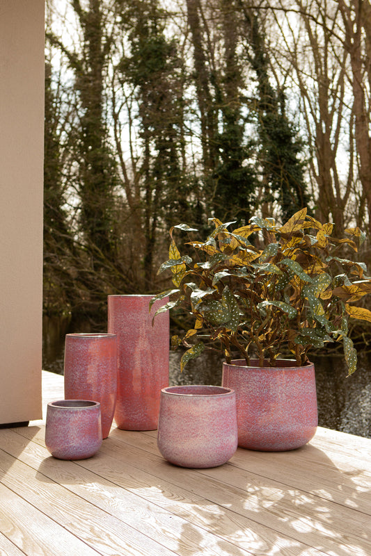 Dezzel Pink Glazed Round Ceramic Pot High SV2