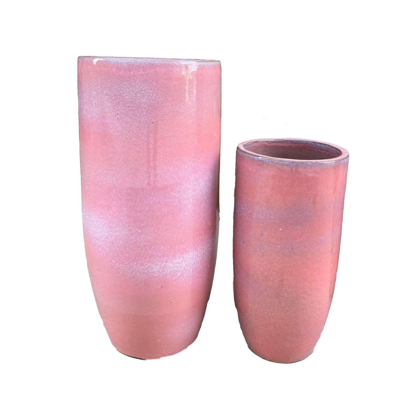 Dezzel Roze Glazuurde Ronde Keramische Pot Set van 2 70x30x30 cm