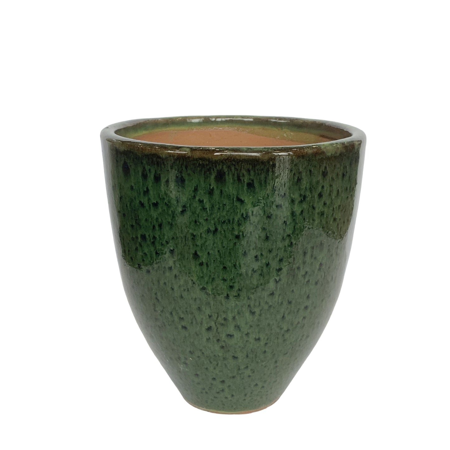 Morries Groen Glazuurde Ronde Keramische Pot Ruw M – Set van 6 Stuks - 6 Sets 13.5x12x12 cm