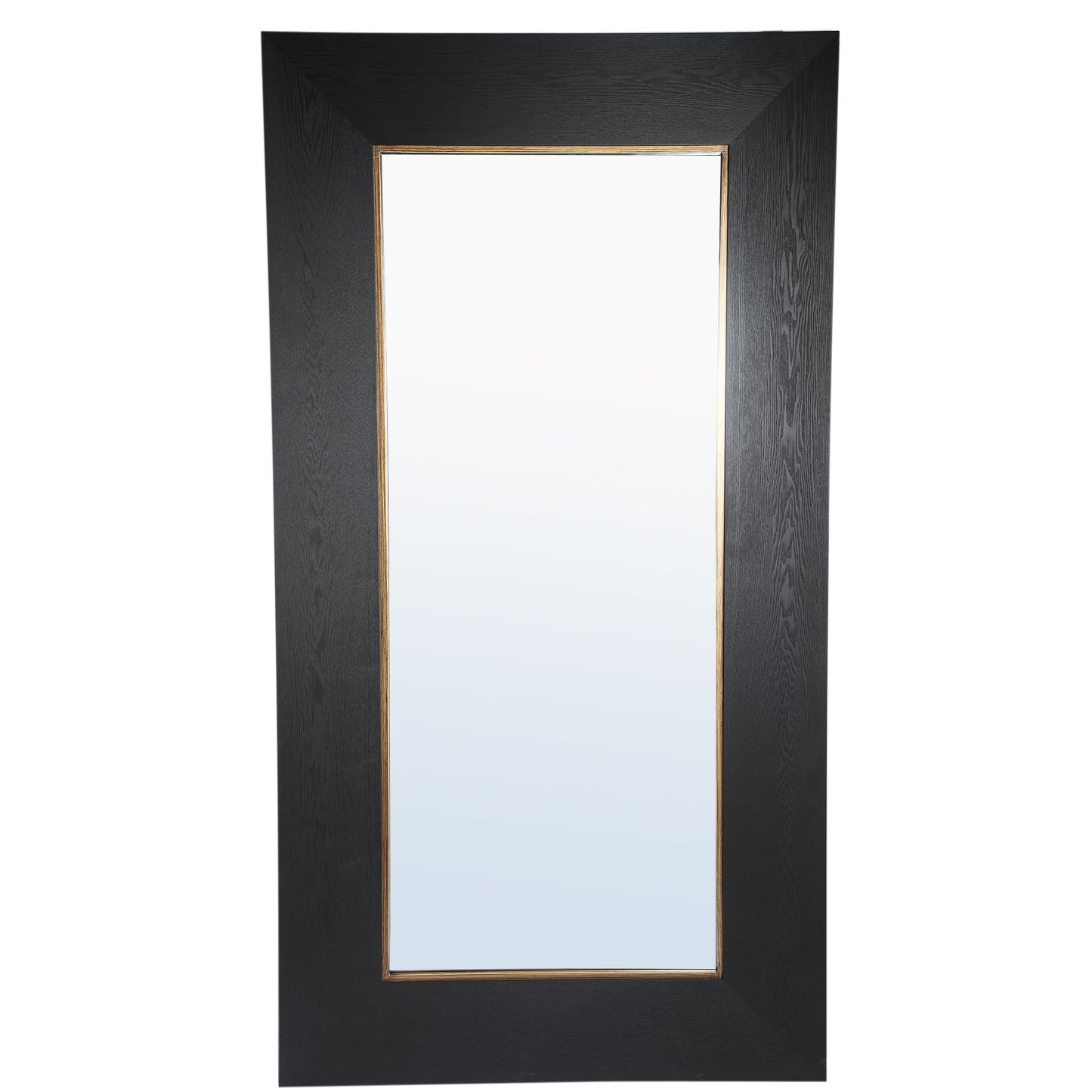 Tiess Zwarte Houten Fineer Spiegel Rechthoek Gouden Rand L 200x106.5x4 cm