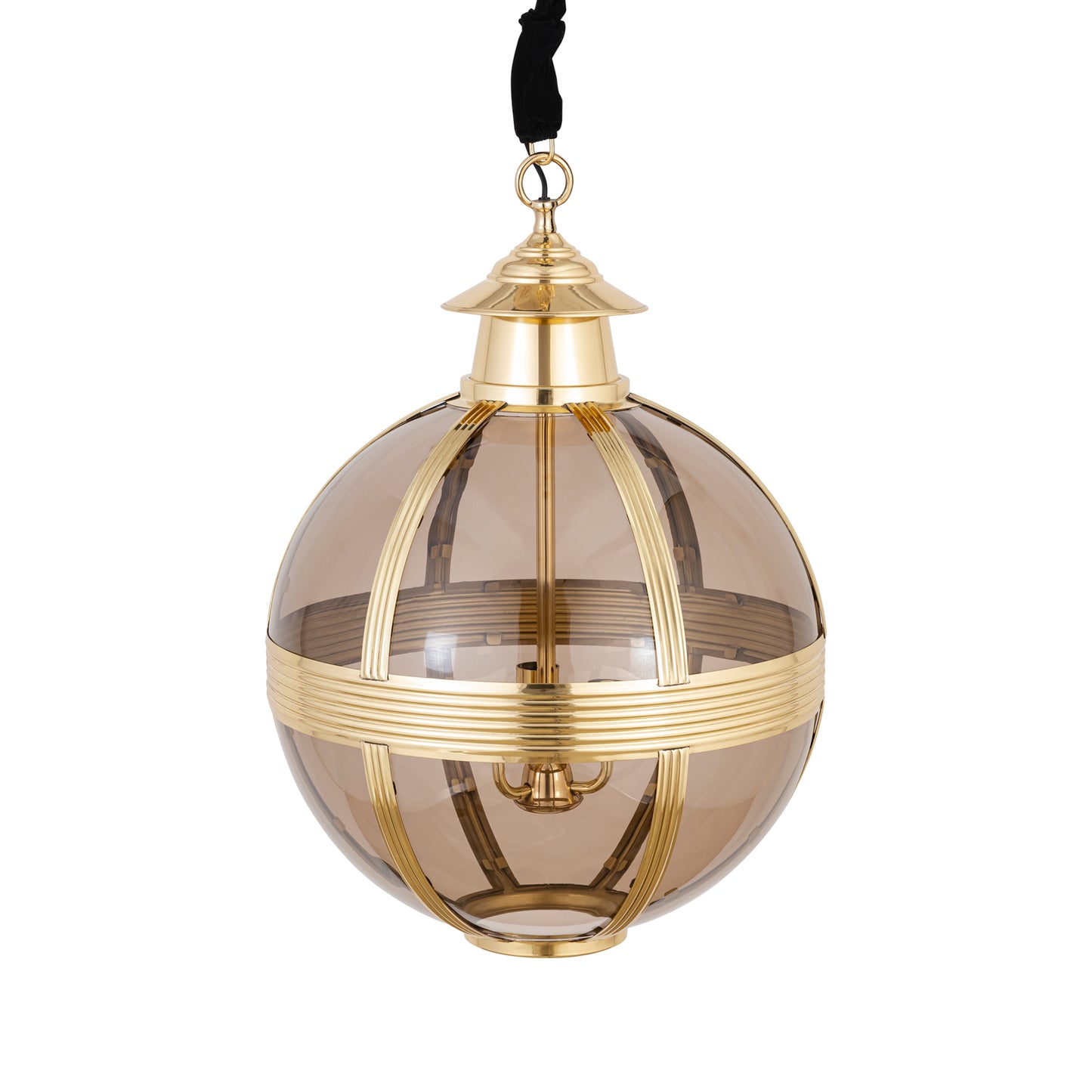Mikk Messing Antieke Glans Glas Hanglamp Rond M 76x56x56 cm