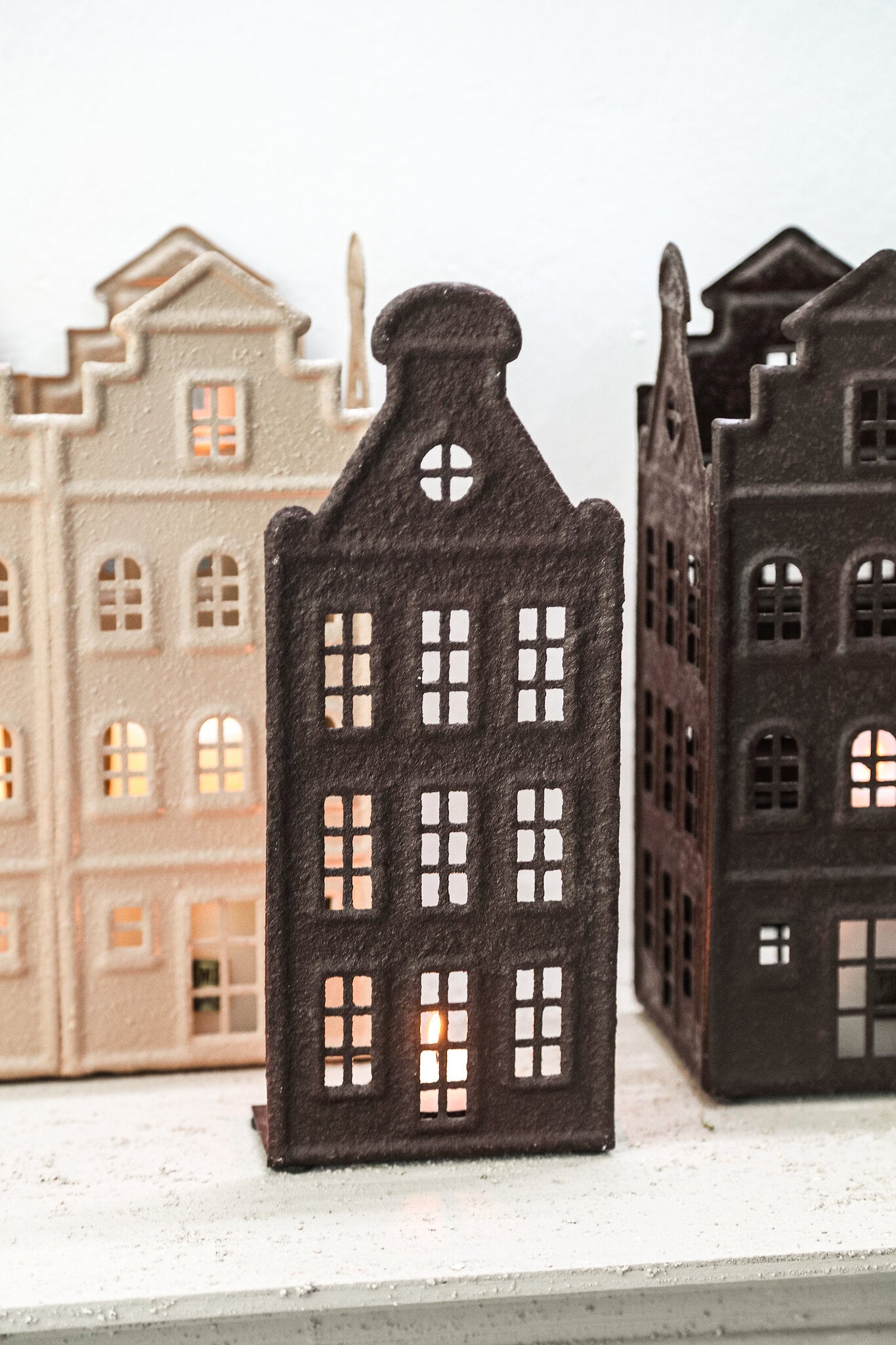 Verina Bruin Ijzeren Rough Deco Windlicht S Set van 4 32x32x26 cm