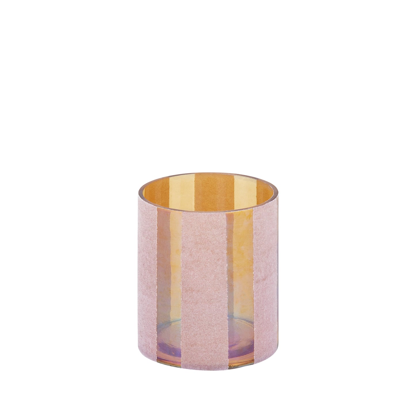 Jeyden Roze Rond Glazen Windlicht Flocking Set van 12 Stuks - 12 Sets 14x13x13 cm