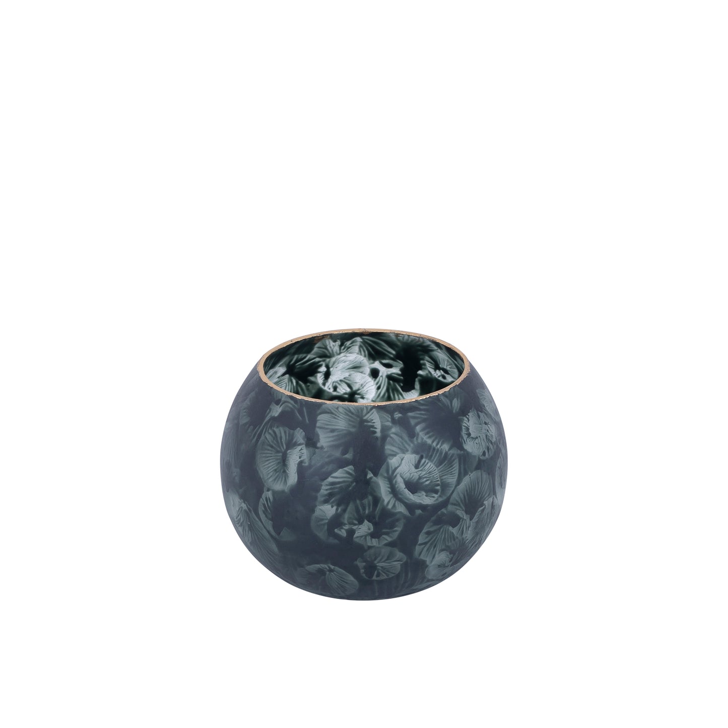 Maky Grijs Rond Glazen Theelicht met Gouden Top - Set van 12 9x10x10 cm