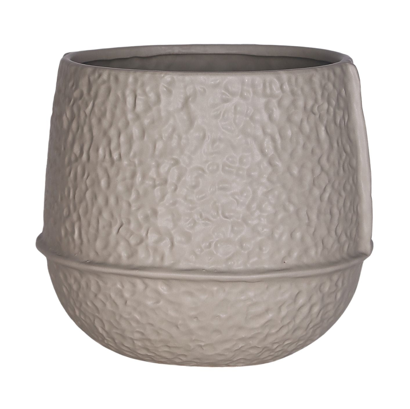 Mosa Grijs Glazuurde Keramische Ronde Pot Lage Lijnen XXL – Set van 2 - 2 Sets 24x26x26 cm