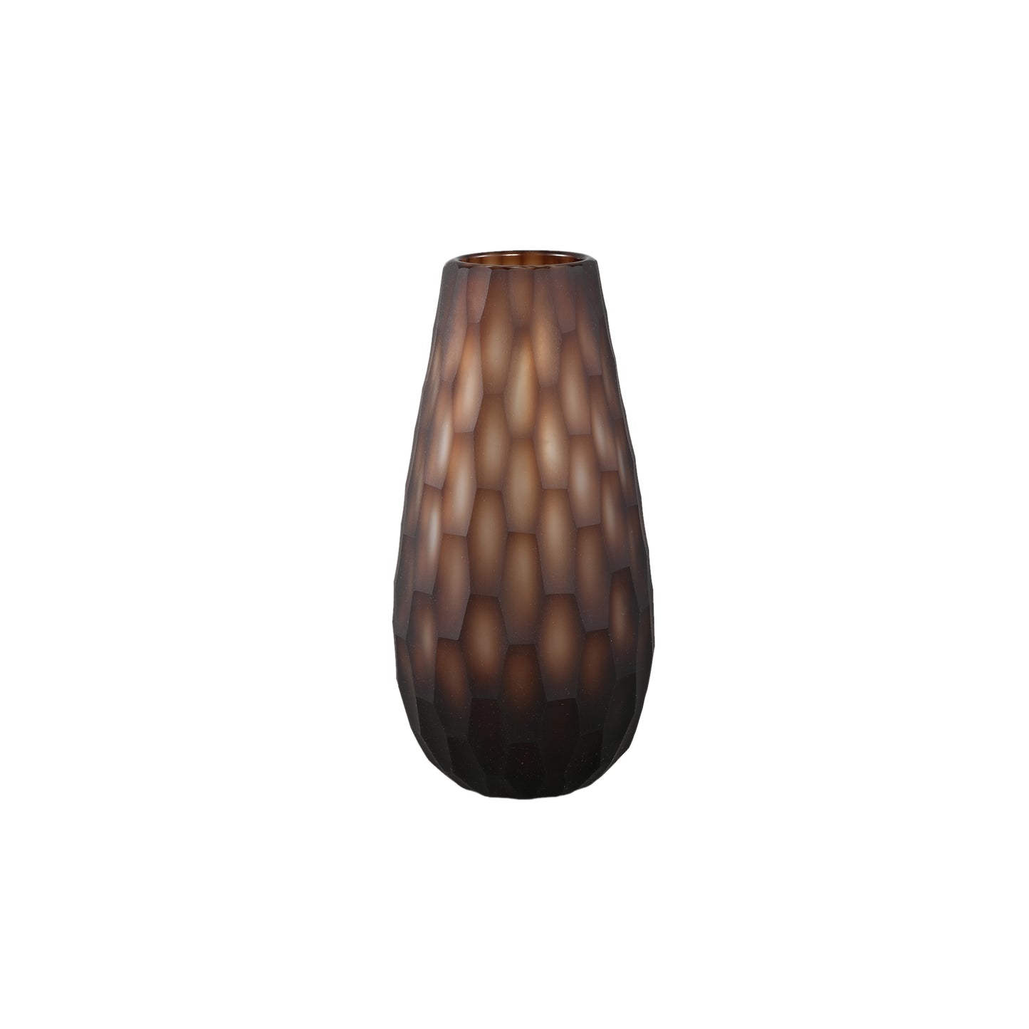 Niels Donkerbruin Handgesneden Glazen Vaas Rond Set van 2 - 2 Sets 29x14x14 cm