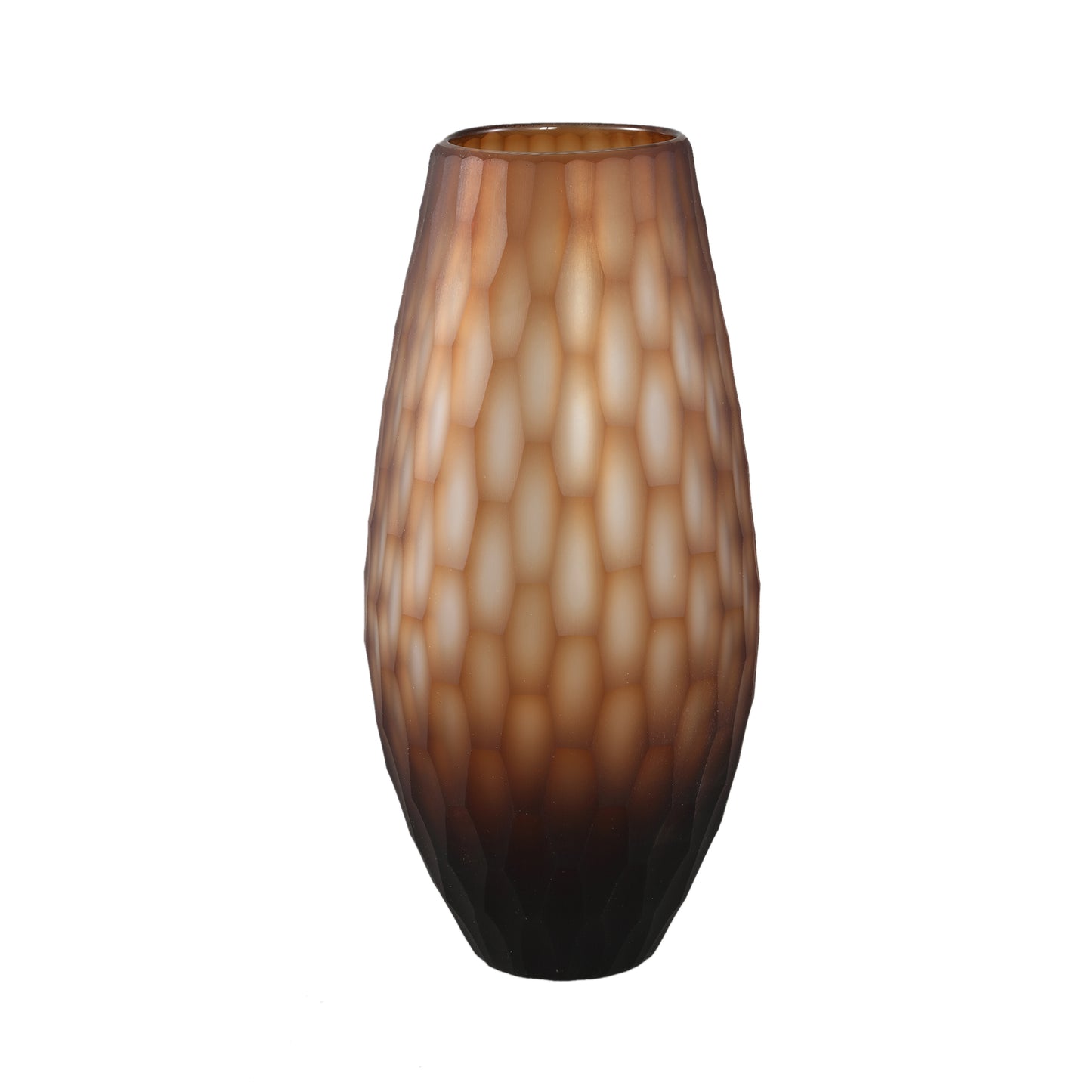 Niels Donkerbruin Handgesneden Glazen Vaas Rond Set van 2 - 2 Sets 34x16x16 cm