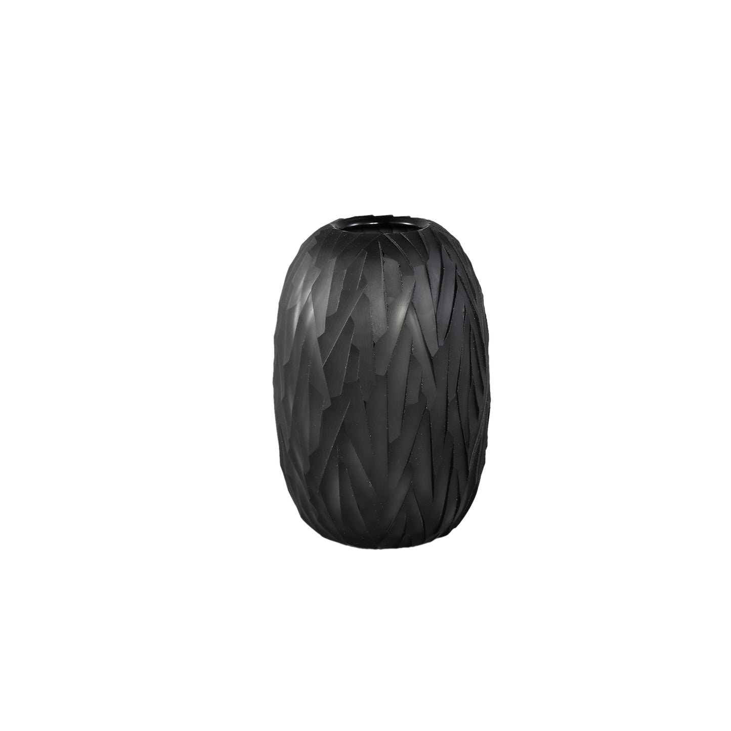 Connor Donkergrijs Handgesneden Glazen Vaas Rond Set van 2 - 2 Sets 21.5x15x15 cm