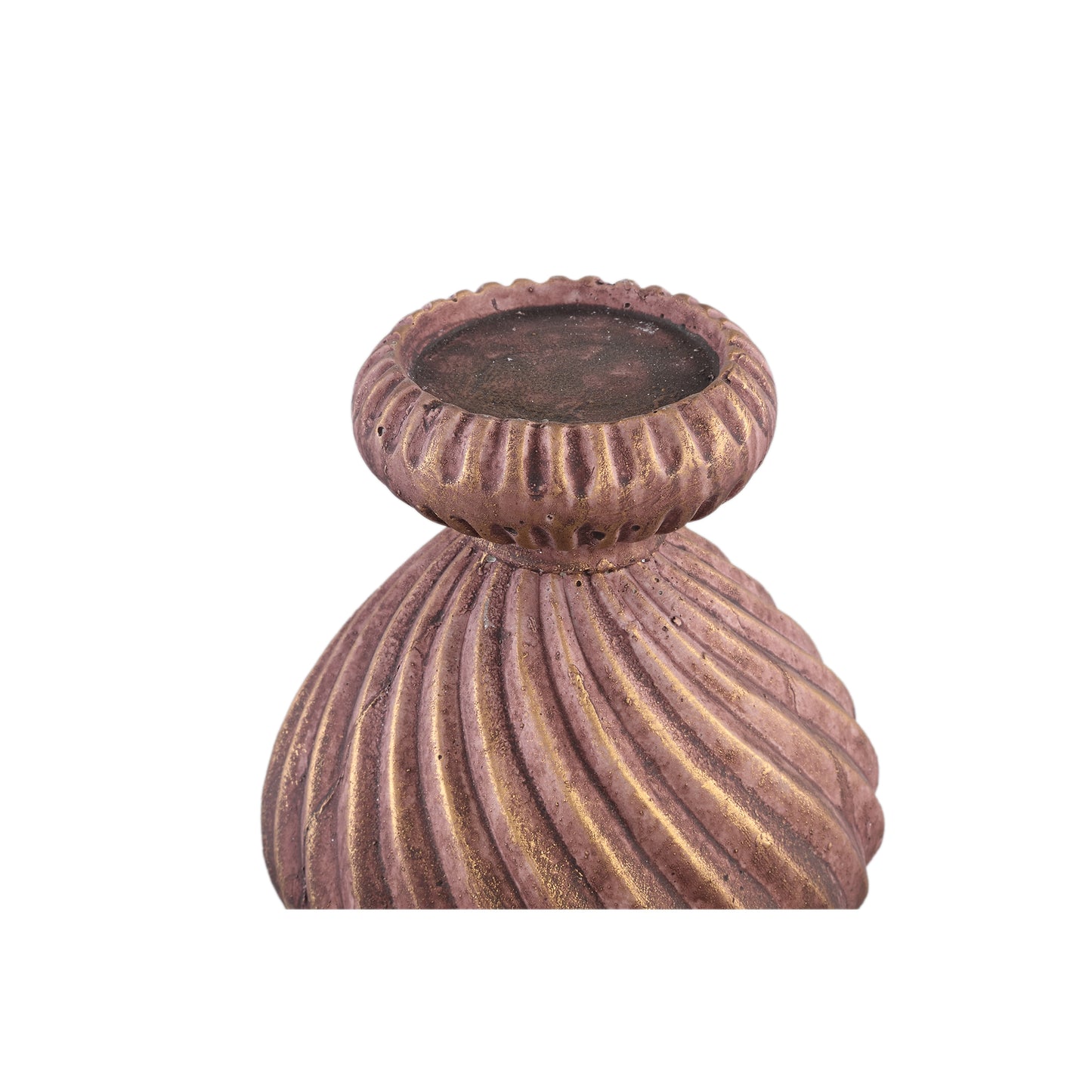 Diala Bruine Cement Kandelaar Set van 4 Stuks met Swirl Patroon - 4 Sets 29x17x17 cm