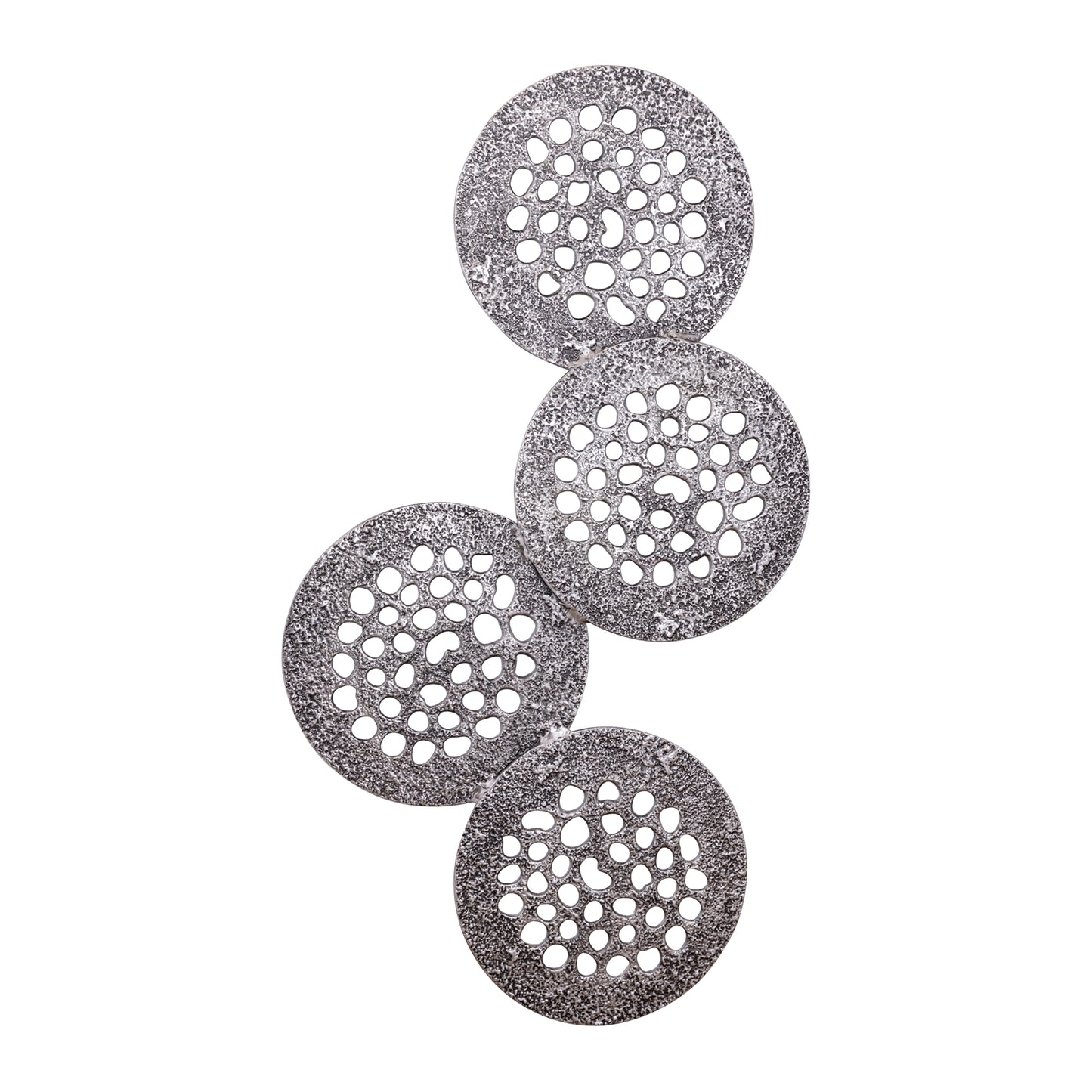 Geoffe Zilverkleurig Gegoten Aluminium Wandpaneel Set van 4 74x120x5 cm