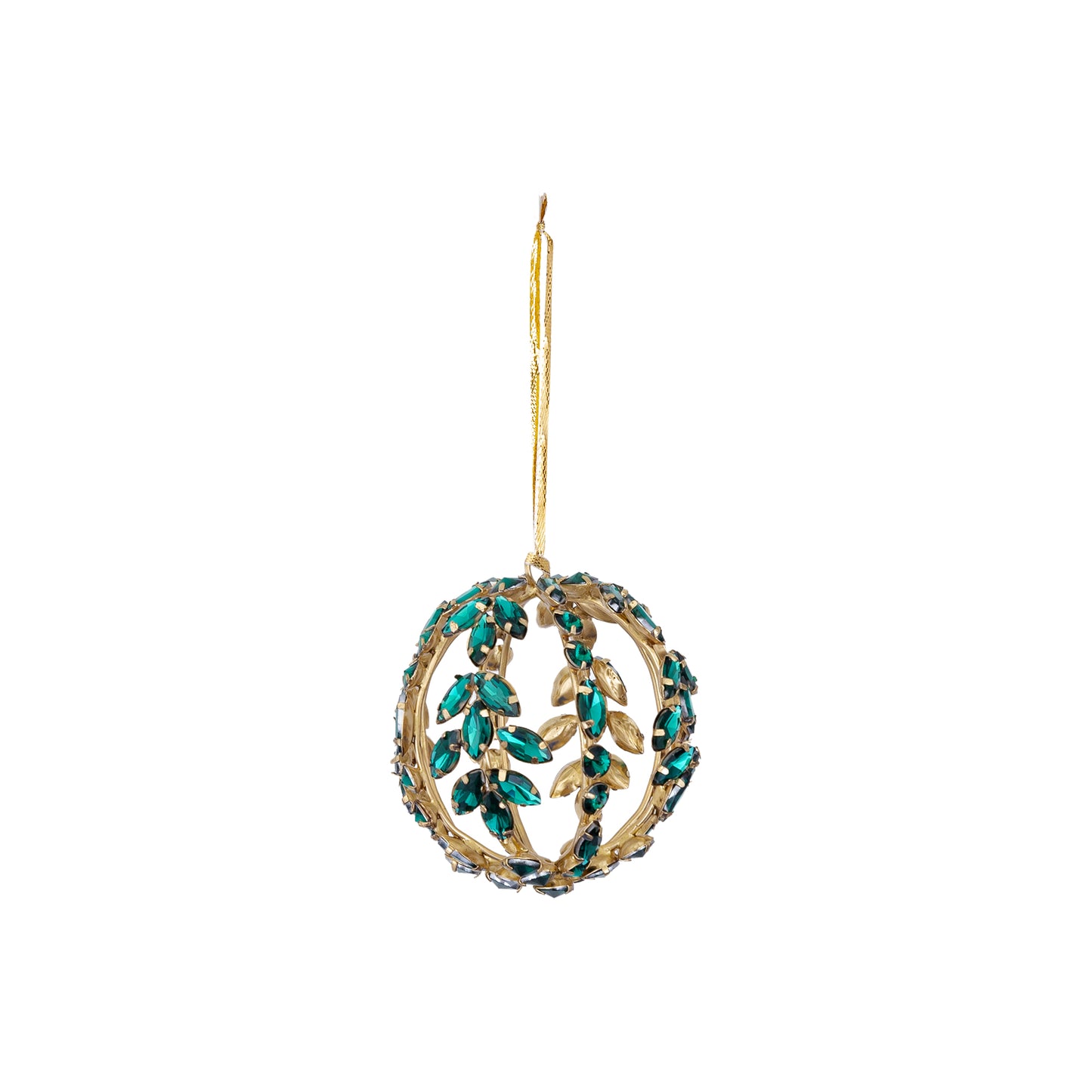 Nachoine Groene IJzeren Open Bal Hanger met Glaskralen - Set van 12 8x8x8 cm