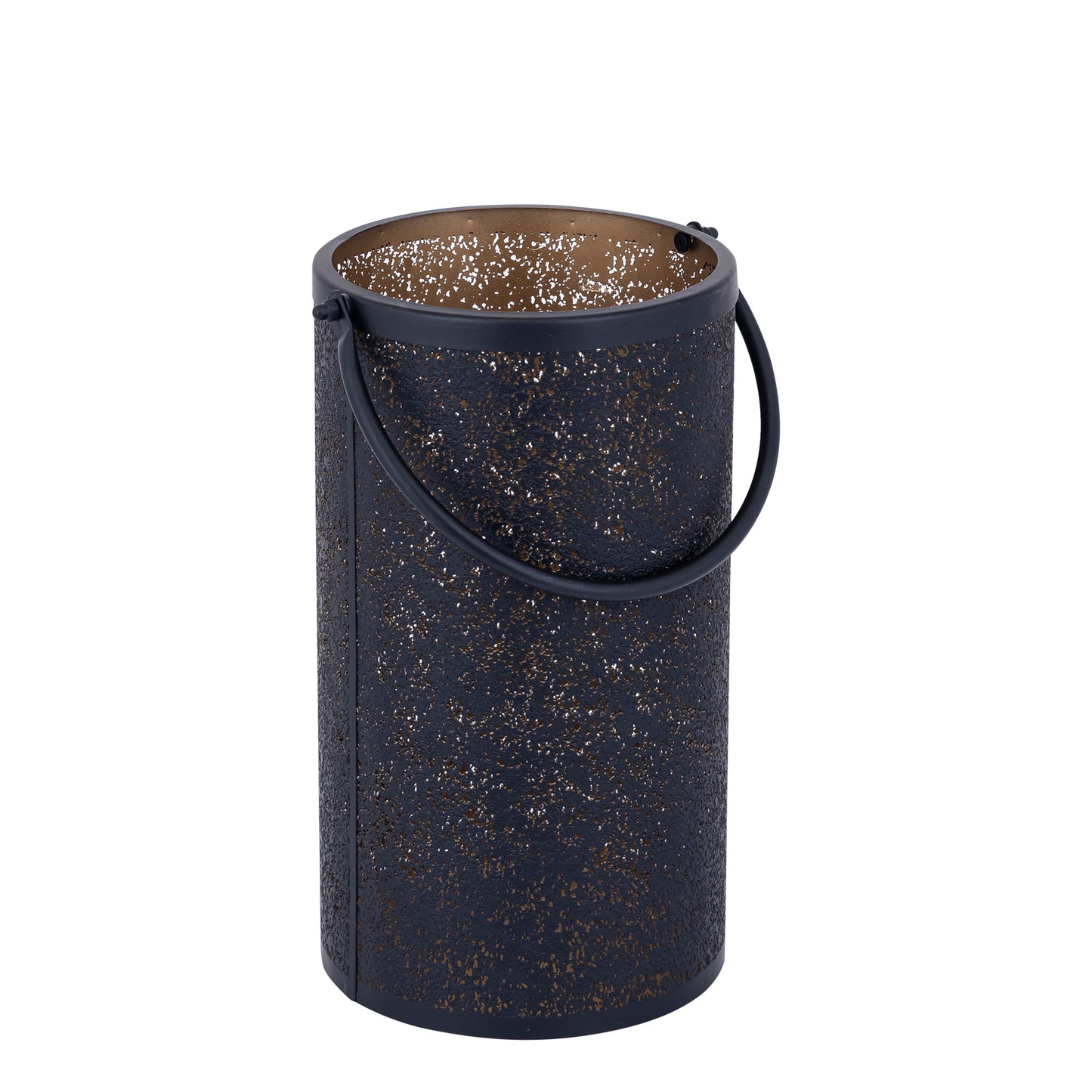Kross Zwarte Ijzeren Lantaarn Met Patroon Set Van 2 Goud Rond 36x20x20 cm