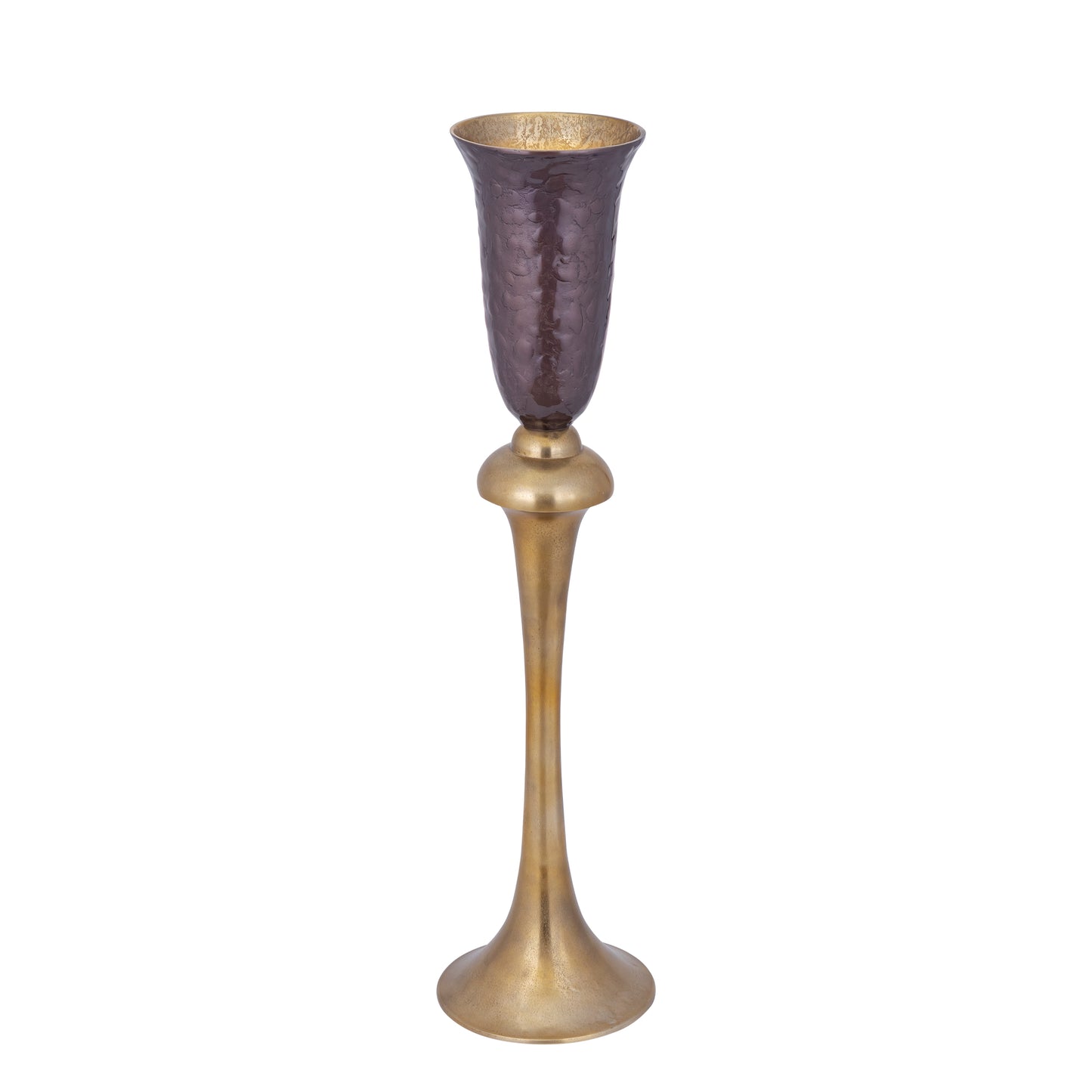 Lysse Donkerbruine Gegoten Aluminium Emaille Goblet Vaas L 109x27.5x27.5 cm