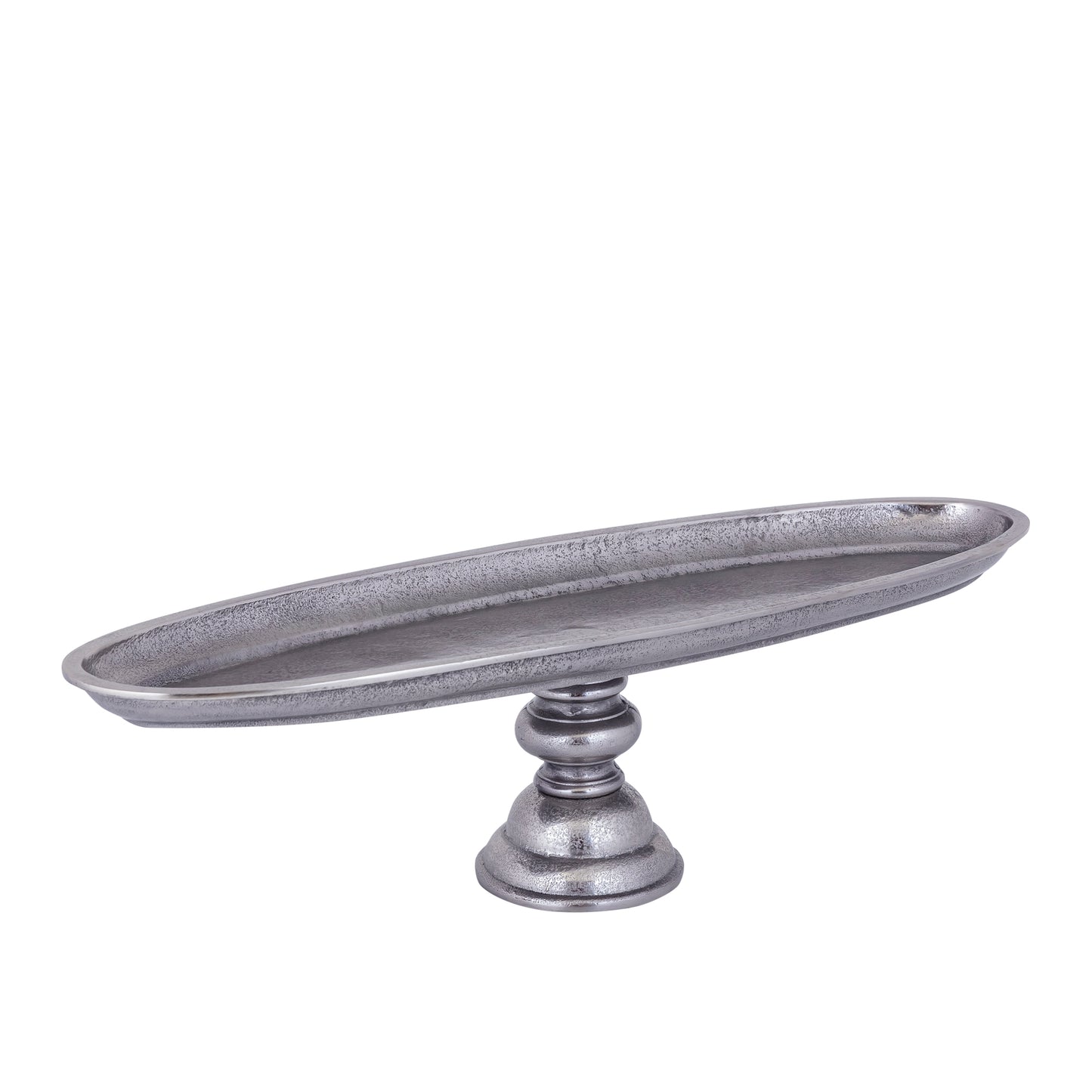 Norbert Gunmetal Aluminium Ovale Schaal op Voet – Set van 2 - 2 Sets 18x66x20 cm
