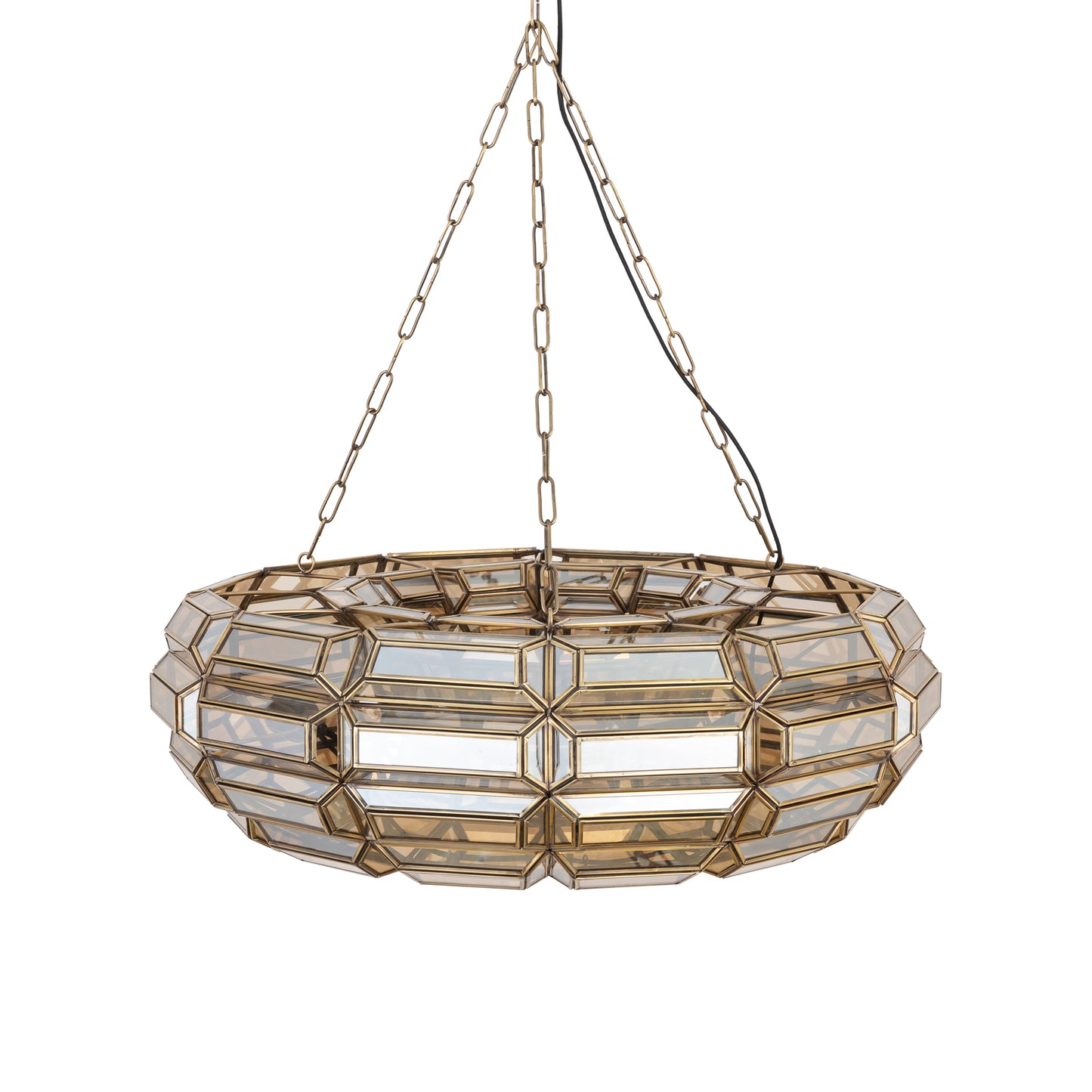 Thyro Antieke Messing Glazen Amber Donutlamp 21x70x70 cm