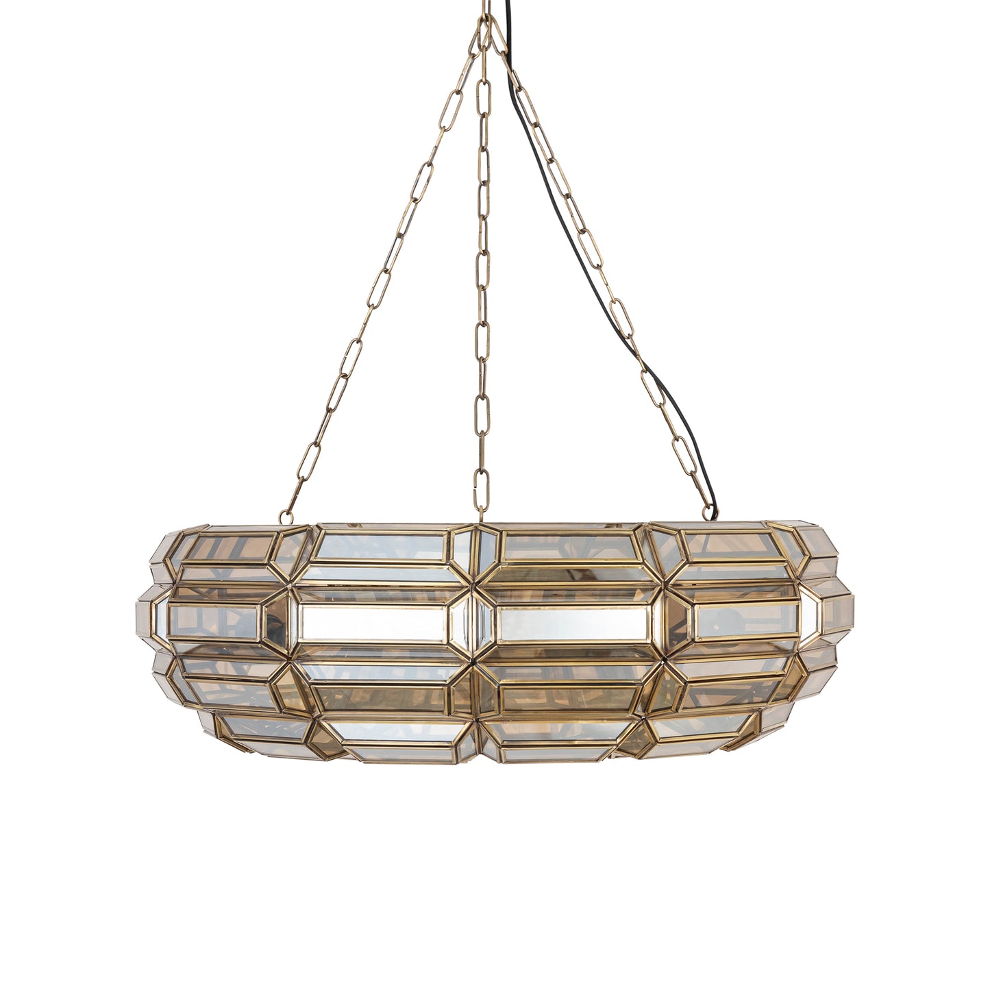 Thyro Antique Brass Glass Amber Donut Lamp