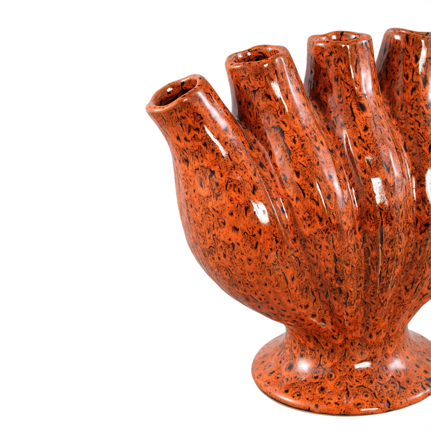 Gylian Oranje Buizen Gevormd Keramische Vaas Set van 2 - 2 Sets 30x33x17.5 cm