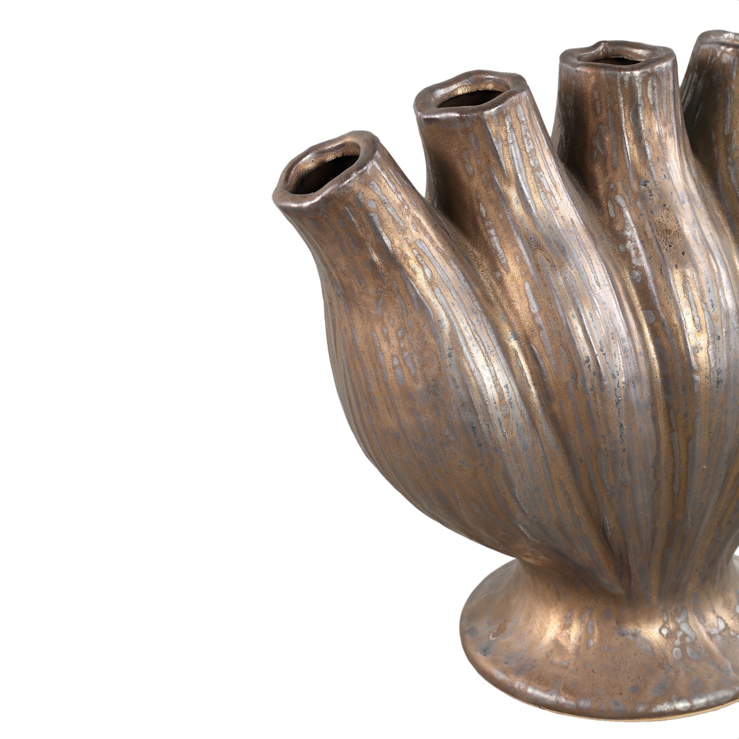 Gylian Bronzen Buizen Gevormd Keramische Vaas L – Set van 2 - 2 Sets 30x33x17.5 cm