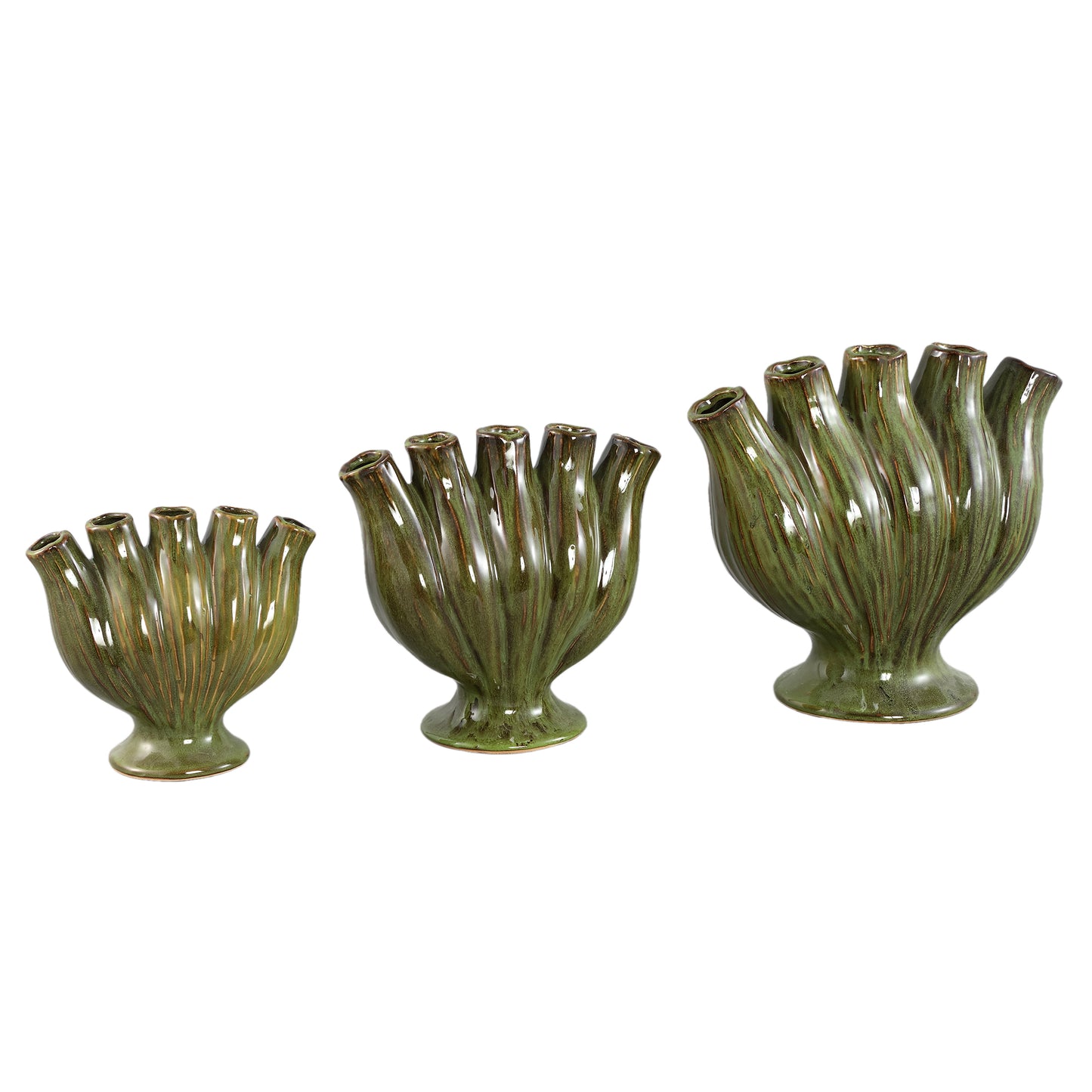 Gylian Green Tubes Shaped Ceramic Vase M