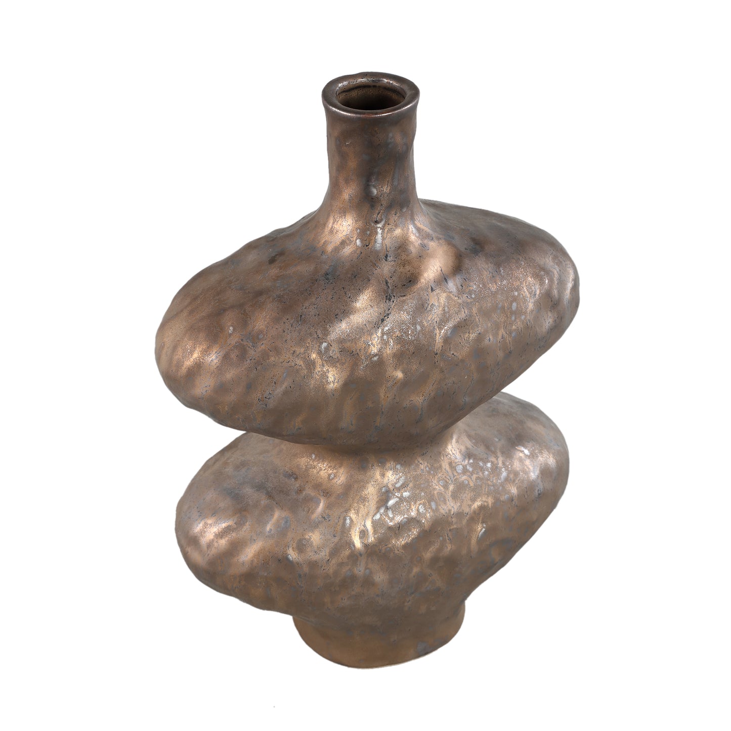 Chelsean Brons Ovale Bolle Keramische Vaas L – Set van 2 Stuks - 2 Sets 40x28x16 cm