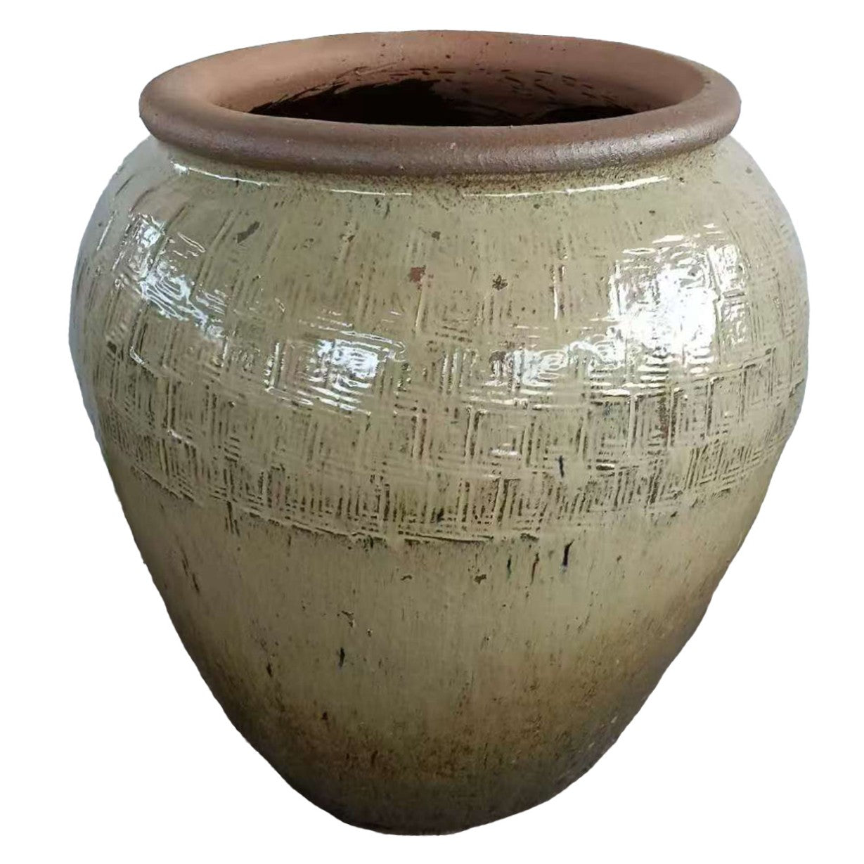Lisie Natuurlijke Blauwe Keramische Pot Piramide Patroon L 76x79x79 cm