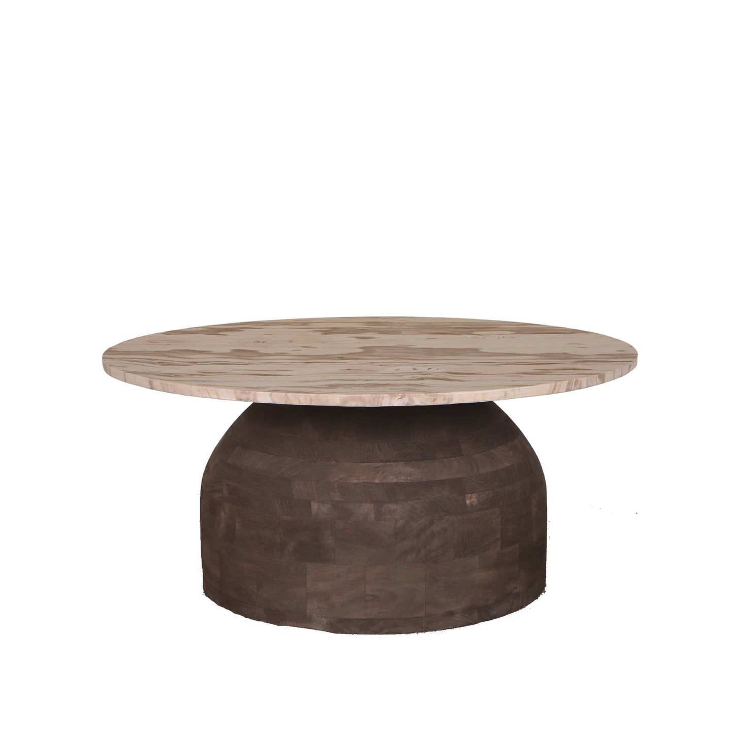 Liora Brown Mango Wood Coffee Table W Marble Top