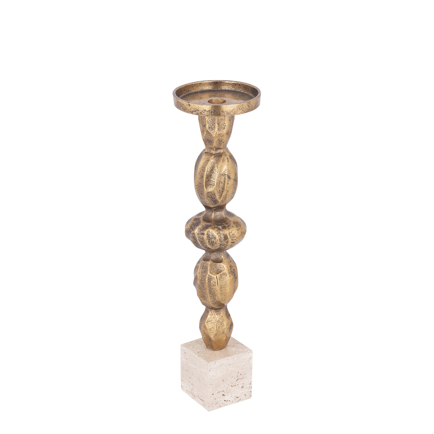 Malines Gouden Aluminium Kandelaar Op Voet L - Set Van 2 - 2 Sets 43x11x11 cm