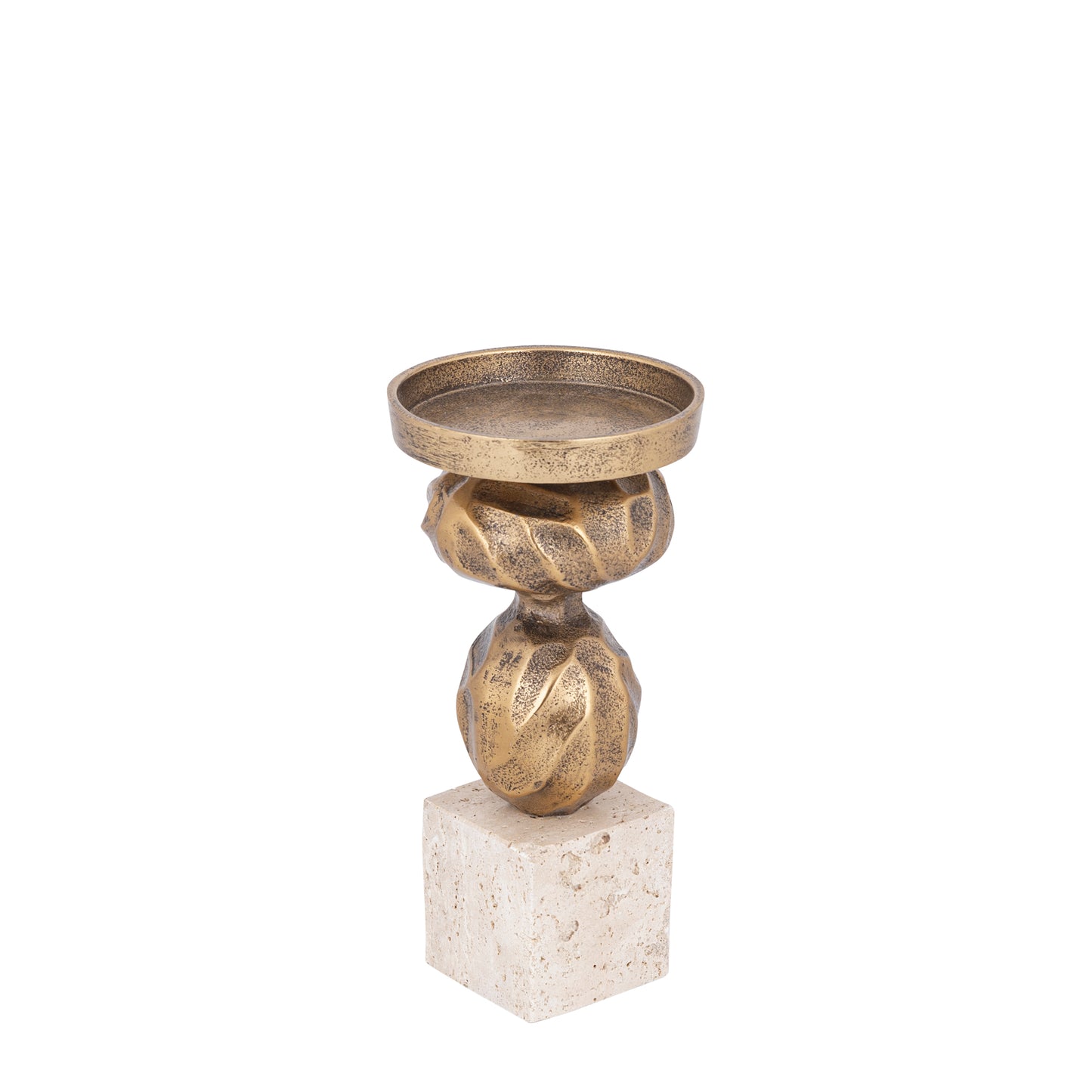 Malines Gouden Gegoten Aluminium Kandelaar Op Voet Set van 2 - 2 Sets 23x11x11 cm