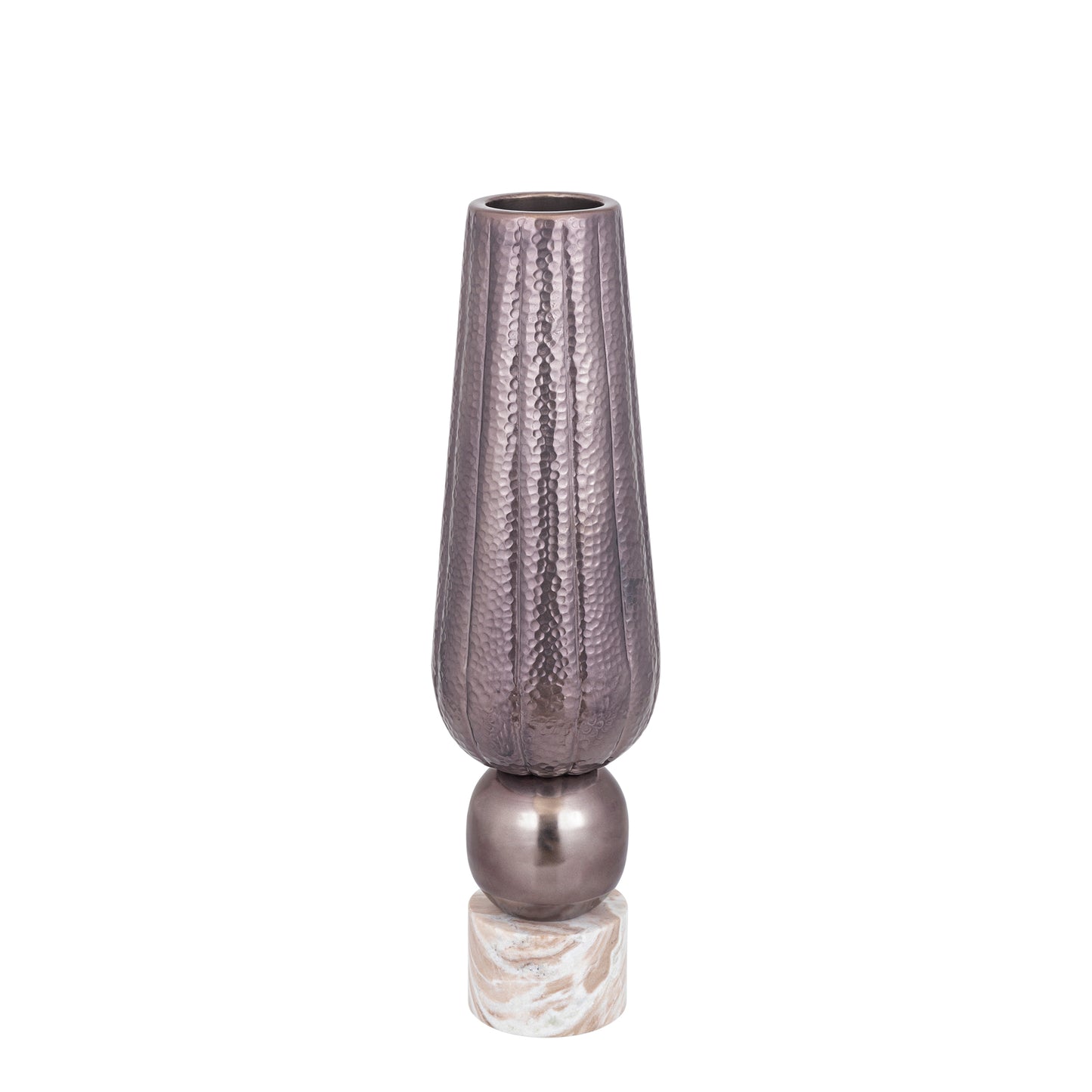 Marive Bronzen Aluminium Vaas Op Marmeren Voet Rond 76x20x20 cm