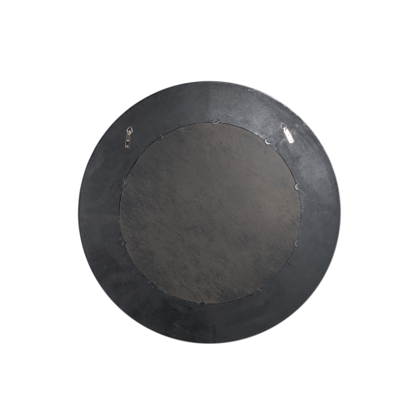 Gezzy Bruine Houten Fineer Spiegel Met Dik Frame Rond 110.5x110.5x5.5 cm