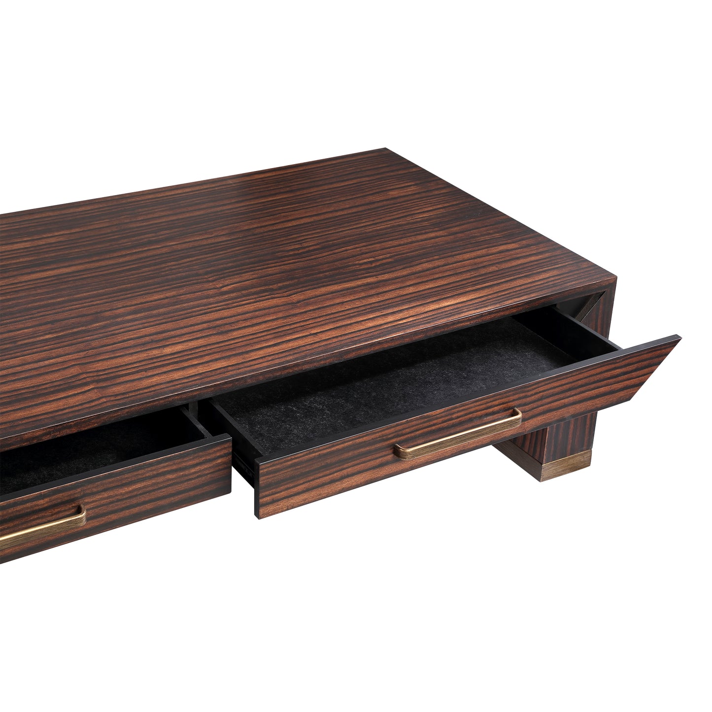Tiess Bruine Houten Fineer Koffietafel Met 2 Laden 40x165x80 cm