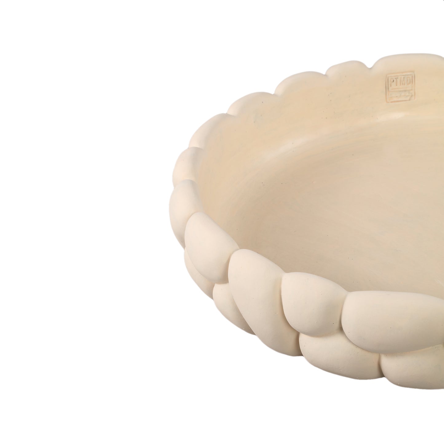 Mikay White Cement Round Smooth Rock Bowl M