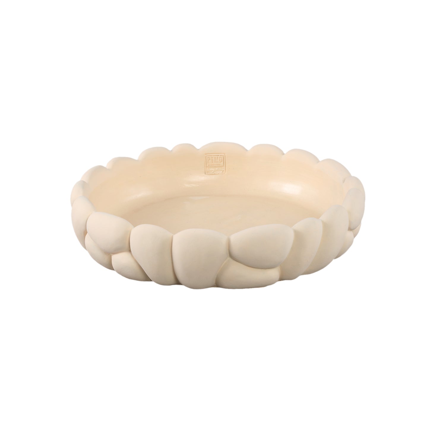 Mikay Witte Cement Ronde Gladde Steen Schaal M - Set van 2 - 2 Sets 9x40x40 cm