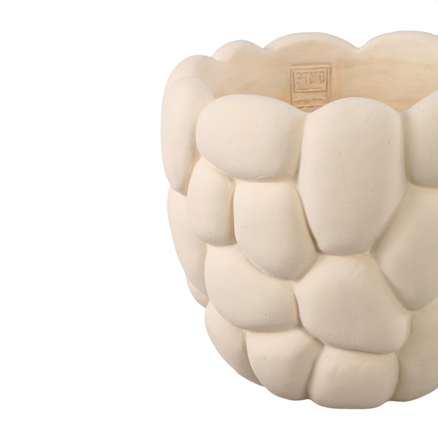 Mikay White Cement Round Smooth Rock Pot XL