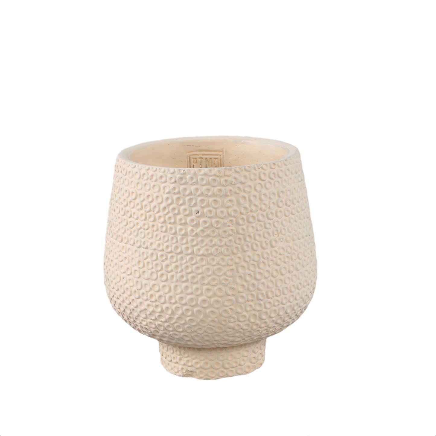 Laim Creme Cementen Ronde Pot Met Stippenpatroon Set Van 8 - 8 Sets 18x17x17 cm
