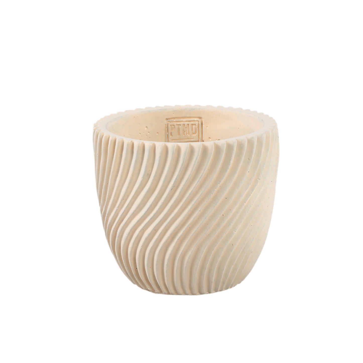 Lianna Crème Cement Ronde Pot Lijnpatroon M - Set van 12 13x15x15 cm