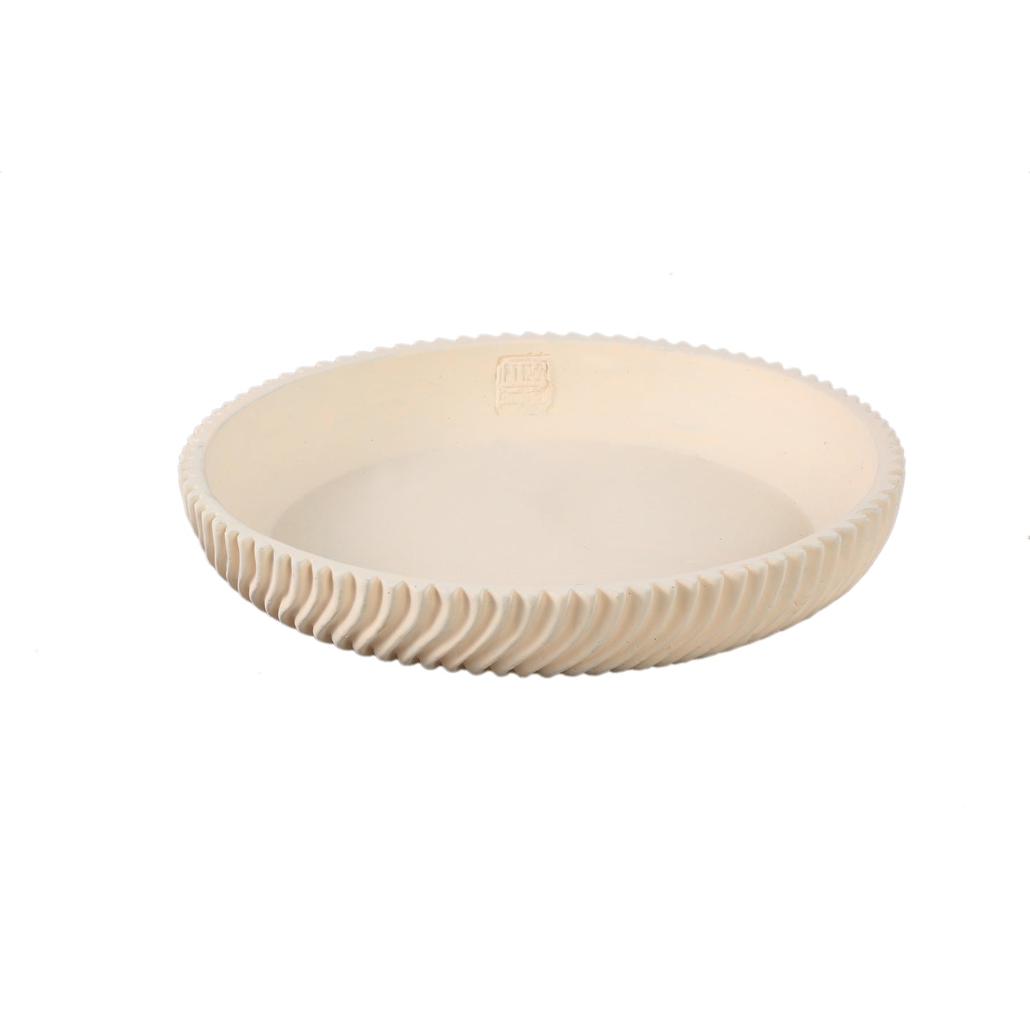 Lianna Crème Cementschaal Rond Met Lijnenpatroon Set Van 6 Stuks M - 6 Sets 6x35x35 cm
