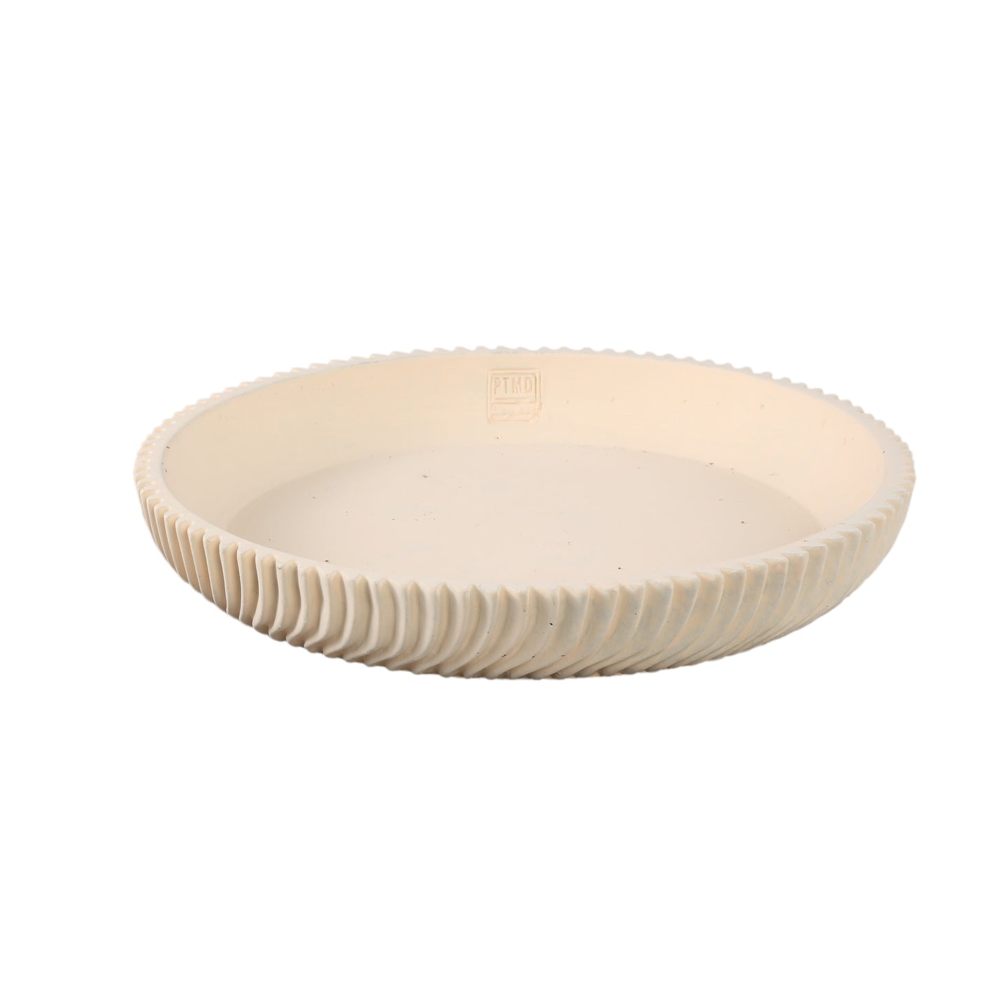 Lianna Crème Cement Ronde Schaal Met Lijnenpatroon Set Van 4 - 4 Sets 6x40x40 cm