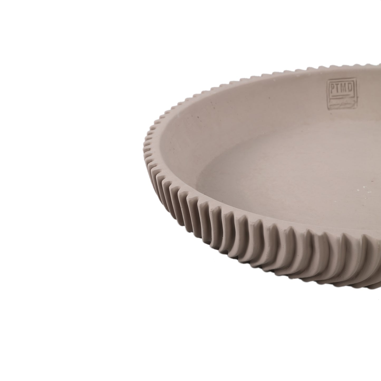 Lianna Beige Cement Round Bowl With Line Pattern L