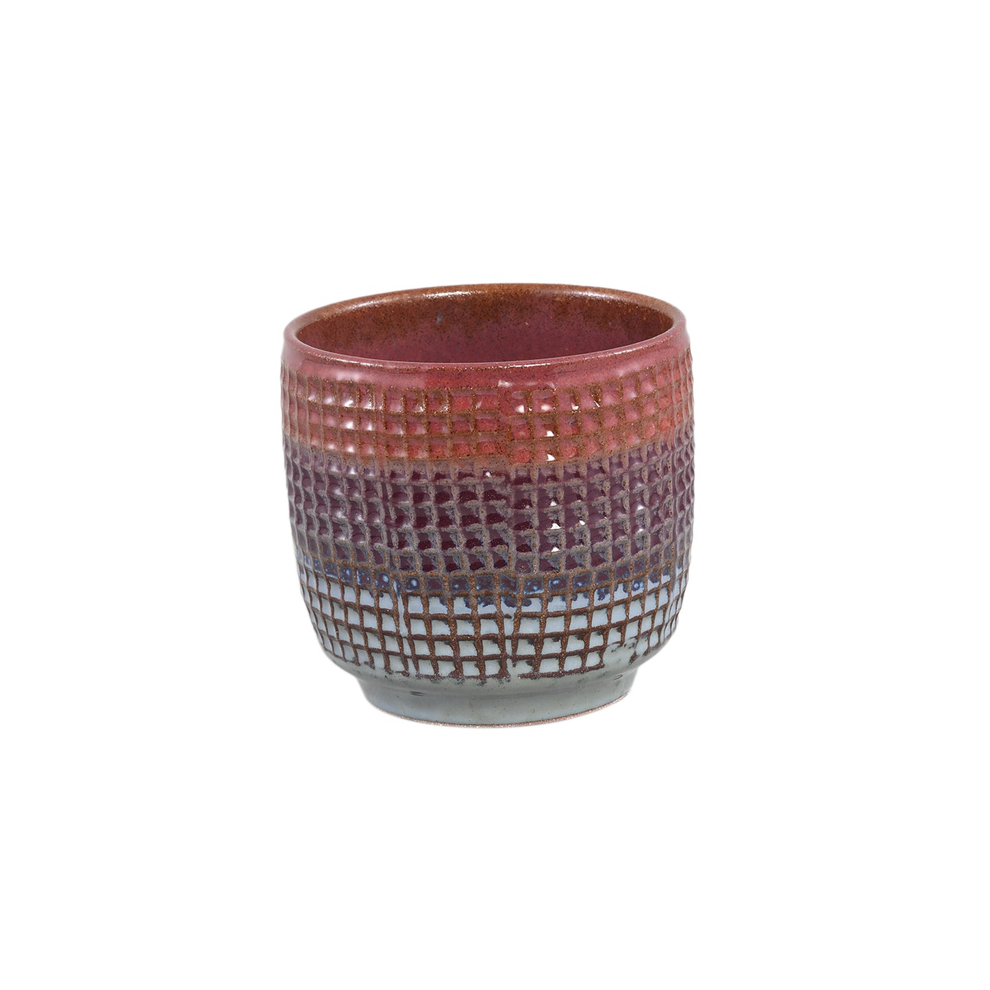 Elana Paarse Ronde Keramische Pot Ombre Patroon Set van 12 Stuks - 12 Sets 13.5x14.5x14.5 cm