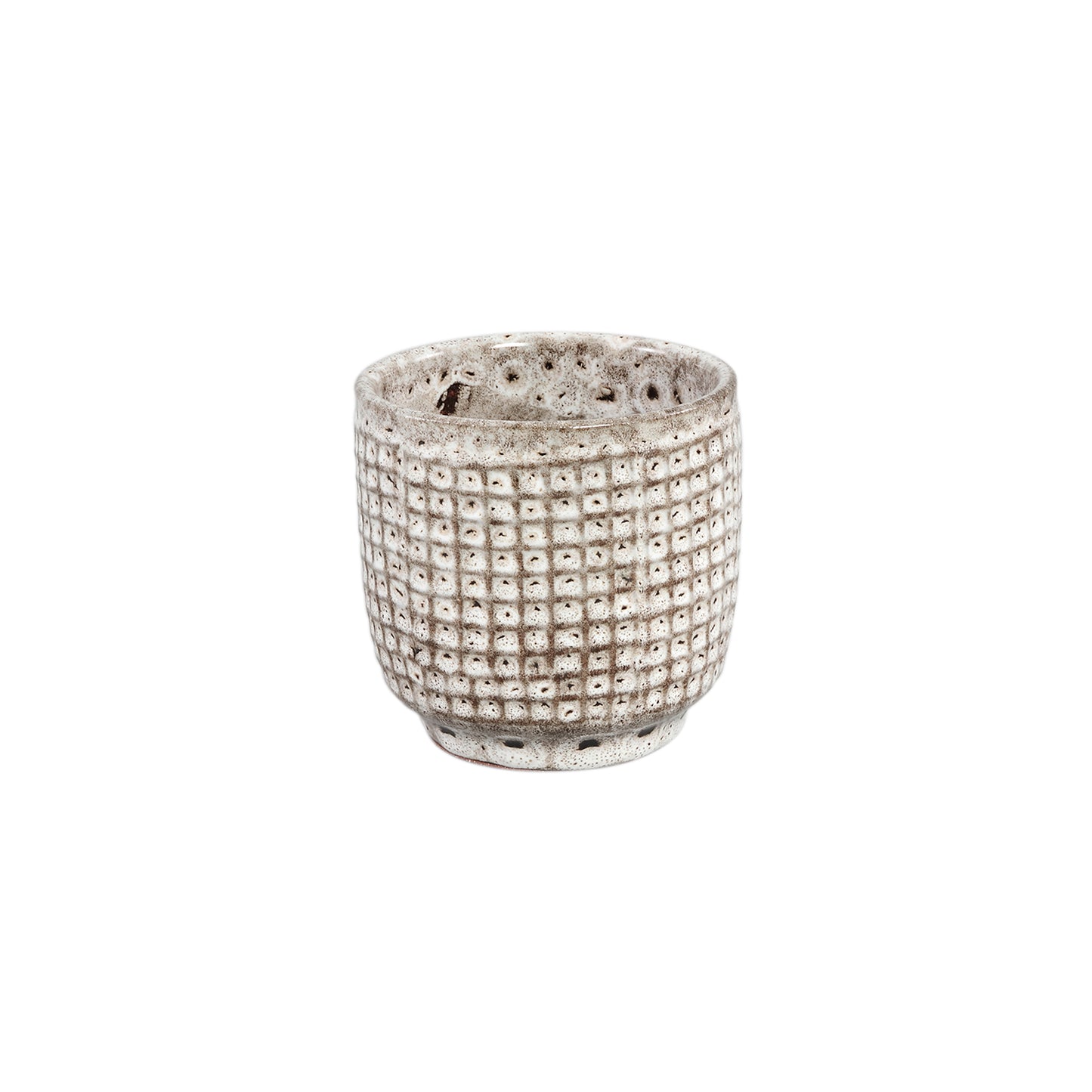 Elana Witte Ronde Keramische Pot Met Grijs Patroon - Set Van 12 - 12 Sets 11x11x11 cm