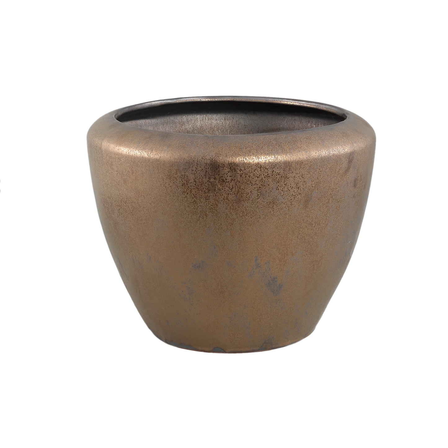 Kyleigh Bronzen Ronde Keramische Pot Glad Laag L 30x39x39 cm