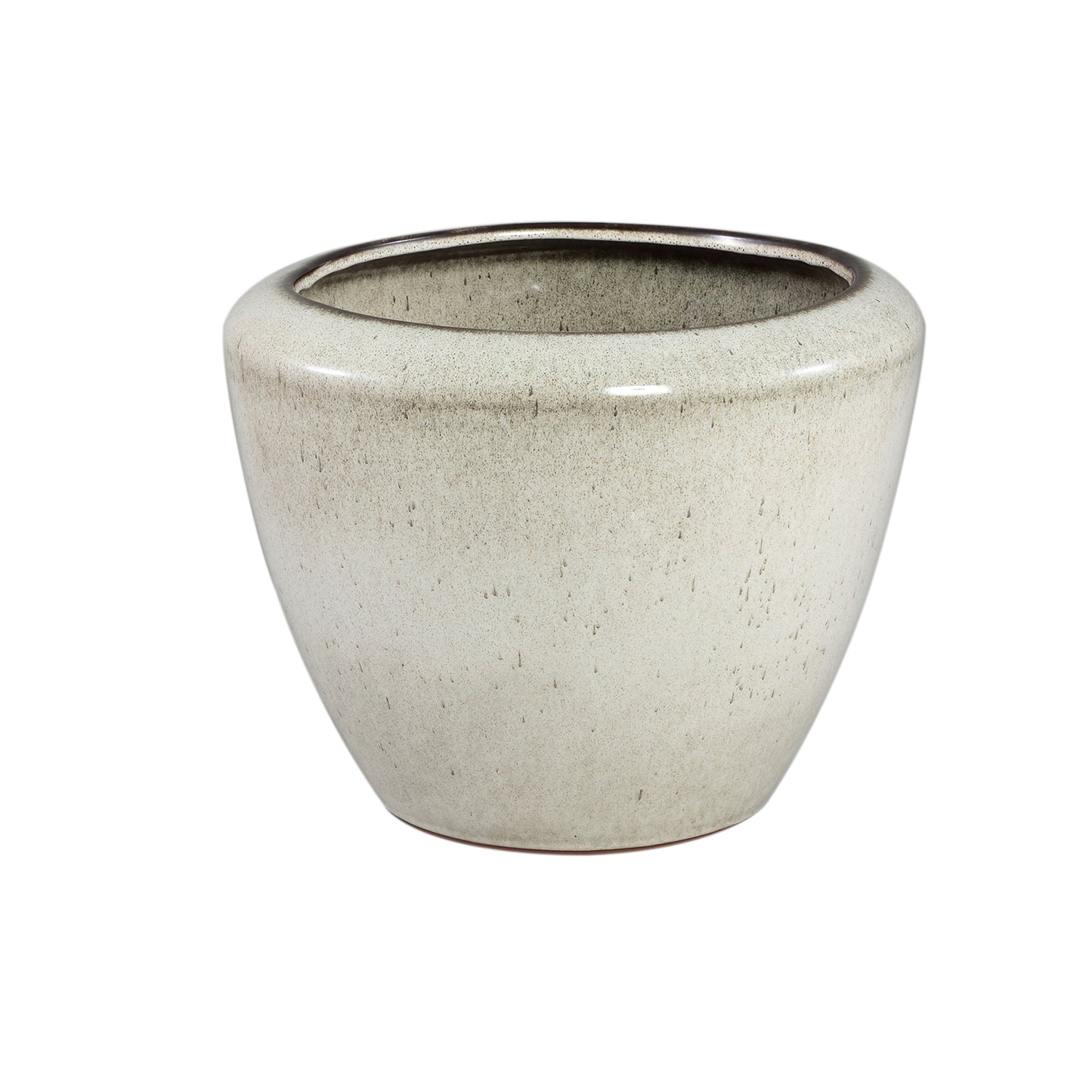 Kyleigh Beige Ronde Keramische Pot Glad Laag L 30x39x39 cm