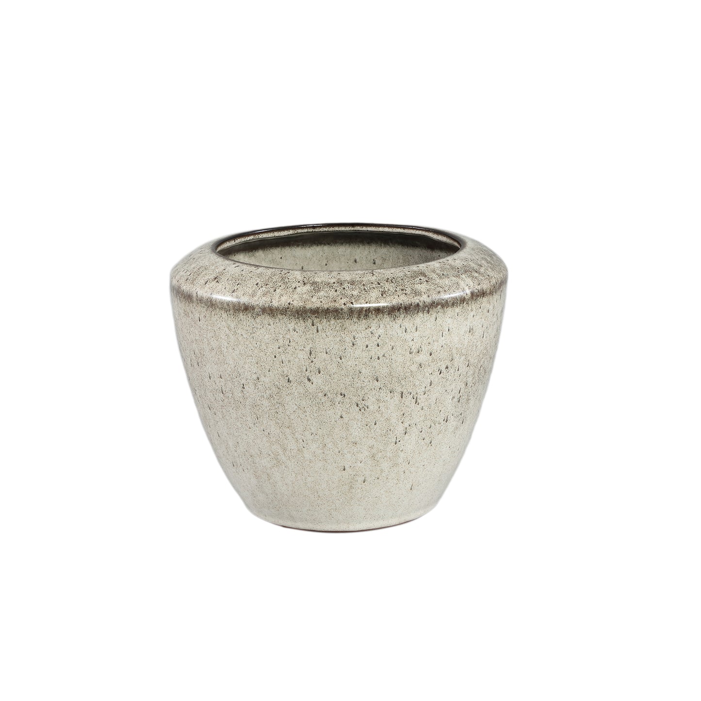 Kyleigh Beige Ronde Keramische Pot Glad Set van 2 Stuks - 2 Sets 19.5x25x25 cm