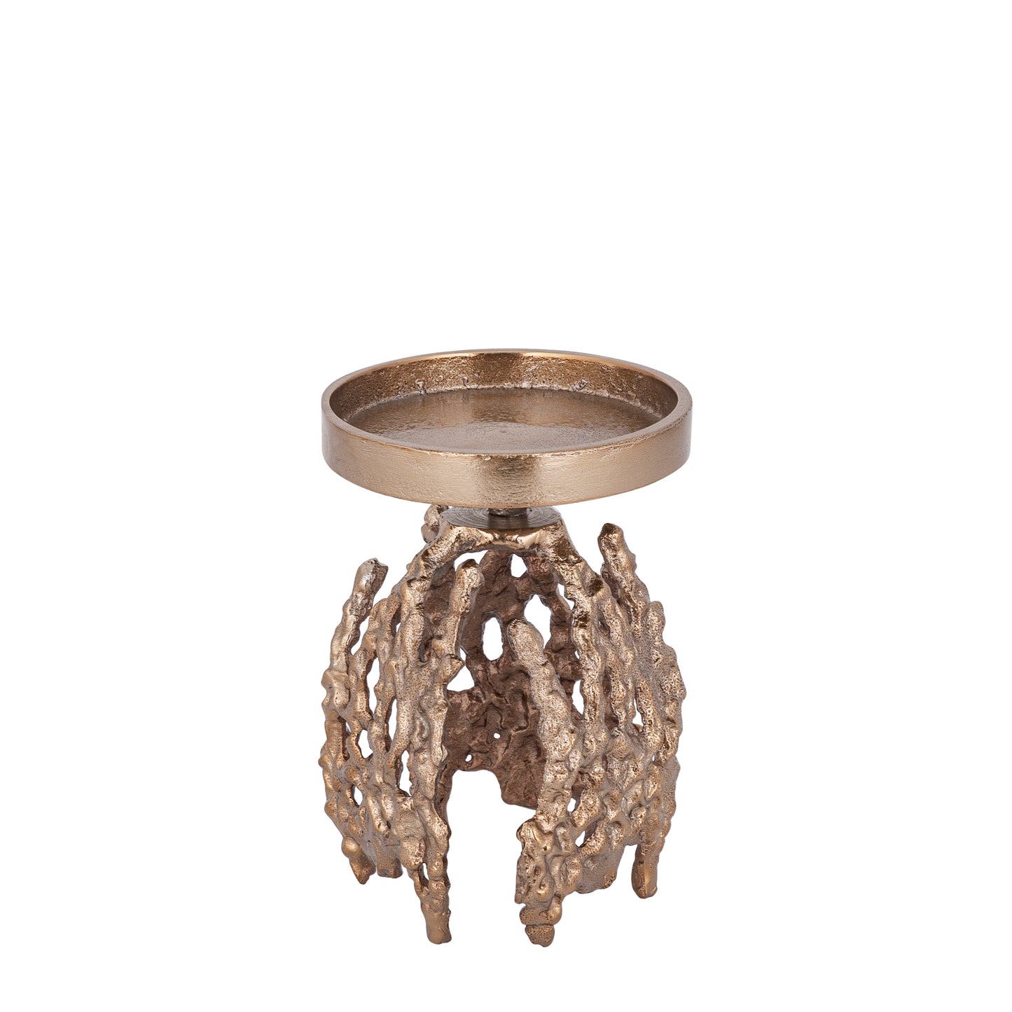 Barrie Bruin-Goud Aluminium Kandelaar Rond Set van 2 - 2 Sets 17x11x11 cm