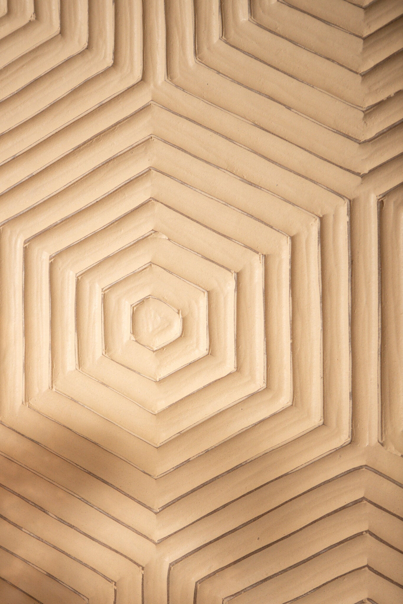 Elasah Crème Houten Rechthoekig Wandpaneel Zeshoek 102x76x3 cm