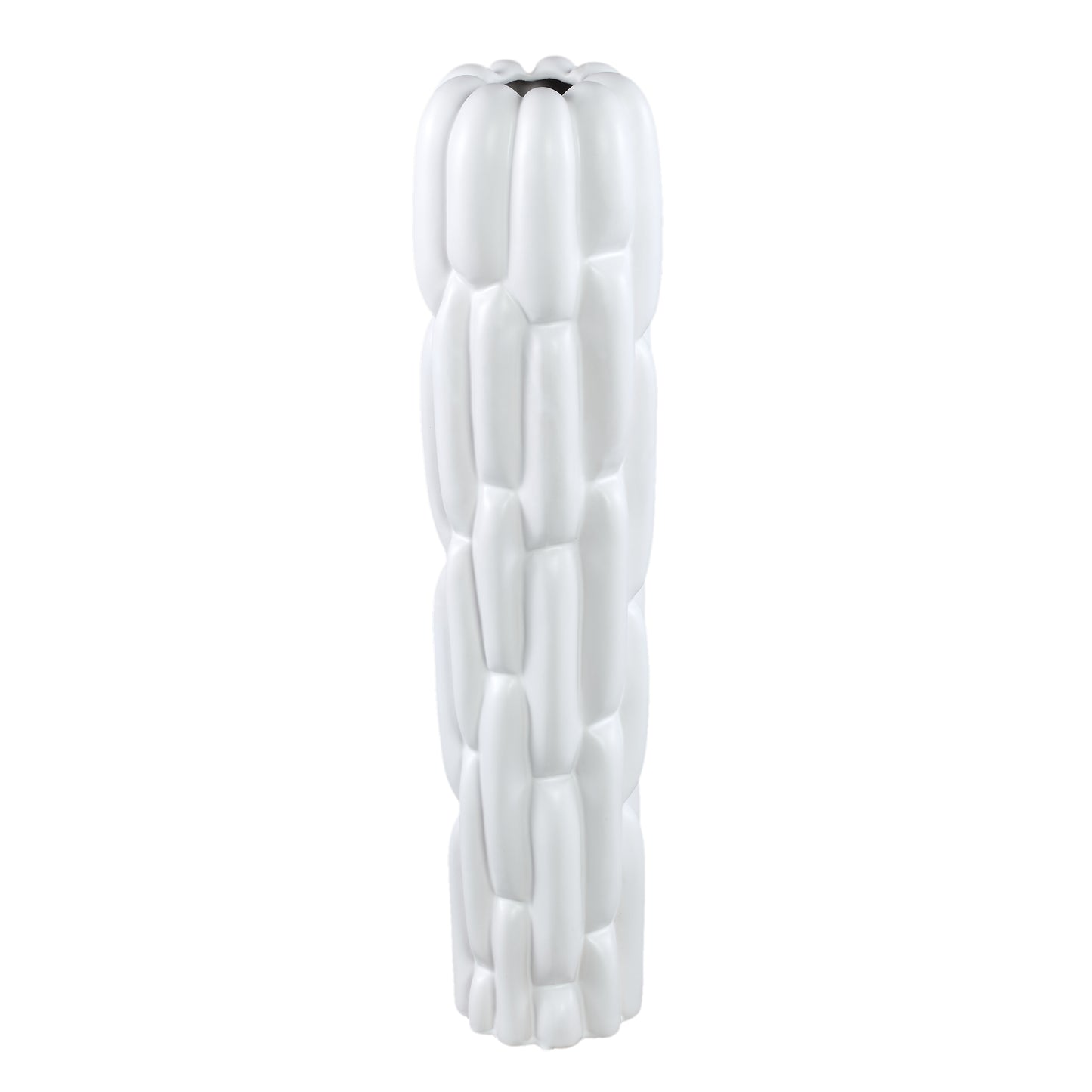 Seanis Witte Ronde Keramische Vaas Blokpatroon L 71x17x17 cm