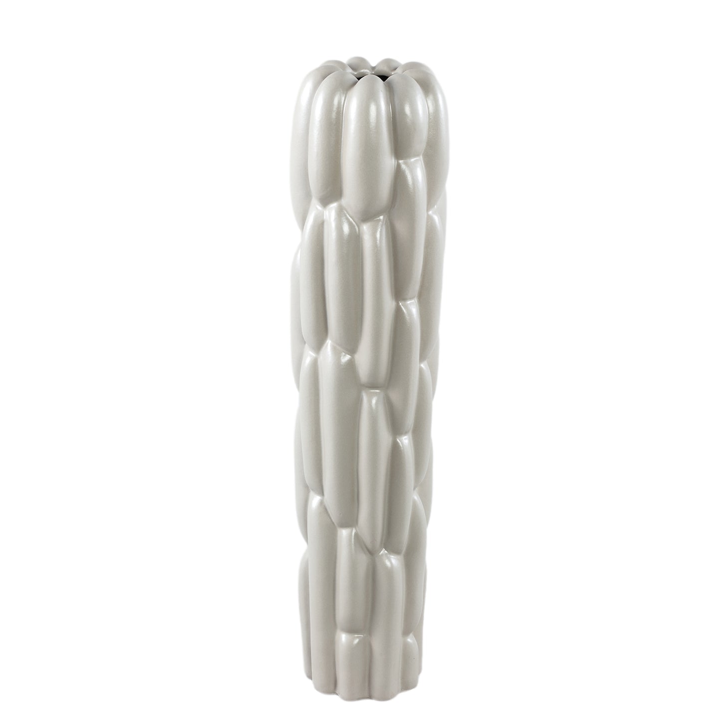 Seanis Grijze Ronde Keramische Vaas Blokpatroon Set van 2 - 2 Sets 61x14.5x14.5 cm