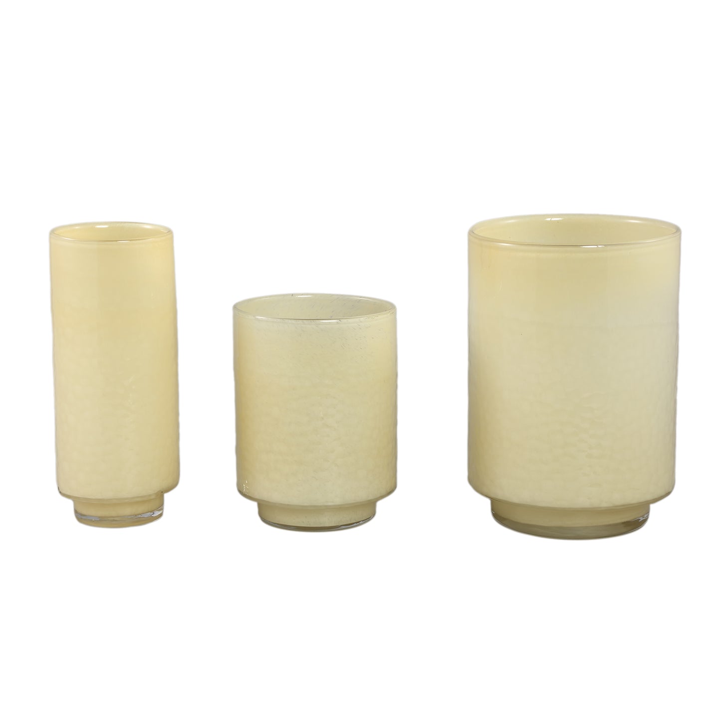 Hervy Crème Glazen Vaas Rond Recht Op Voet M Set Van 2 - 2 Sets 27.5x20x20 cm